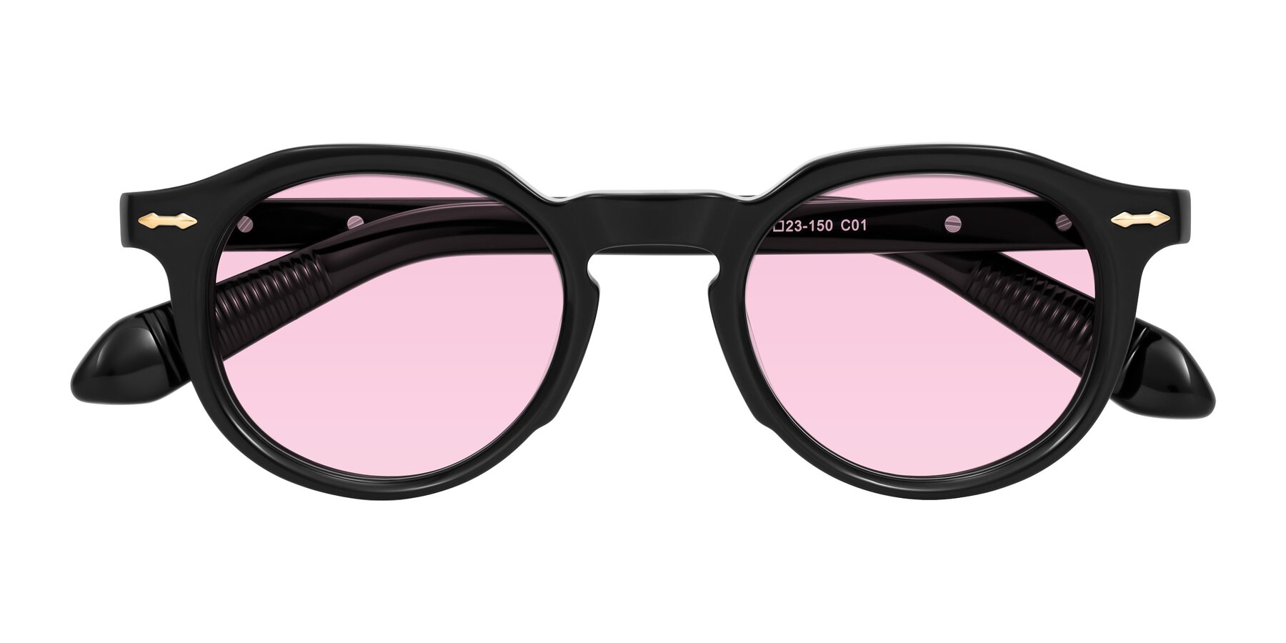 Folded Front of Lachard in Black with Light Pink Tinted Lenses