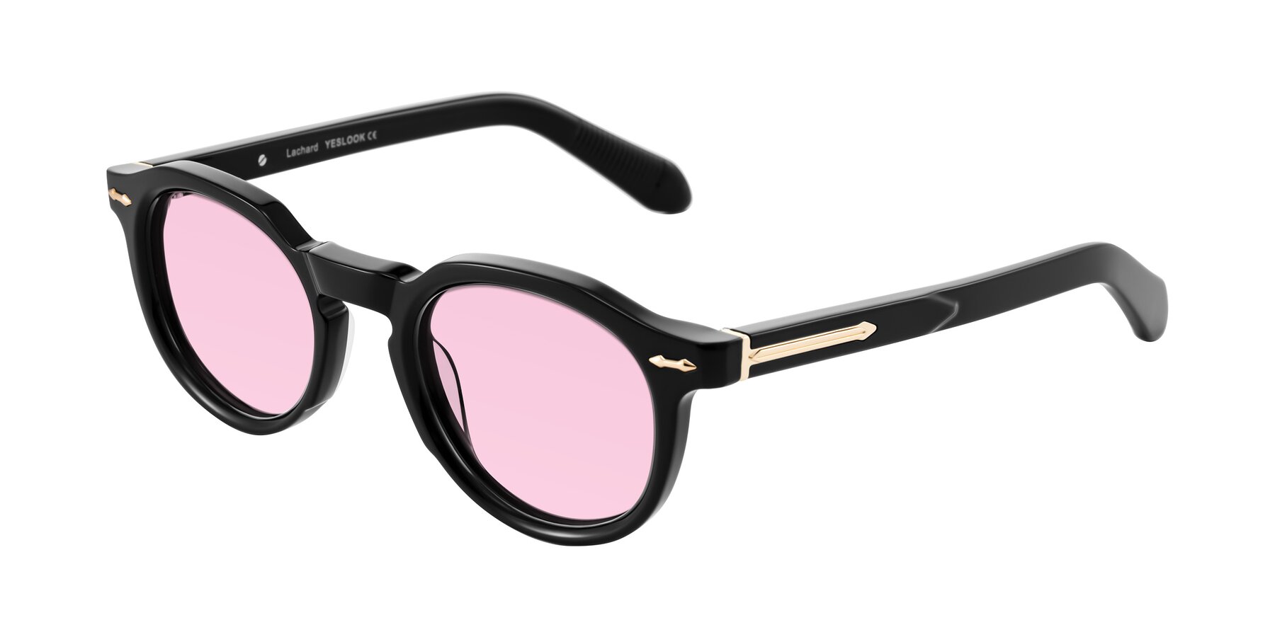 Angle of Lachard in Black with Light Pink Tinted Lenses
