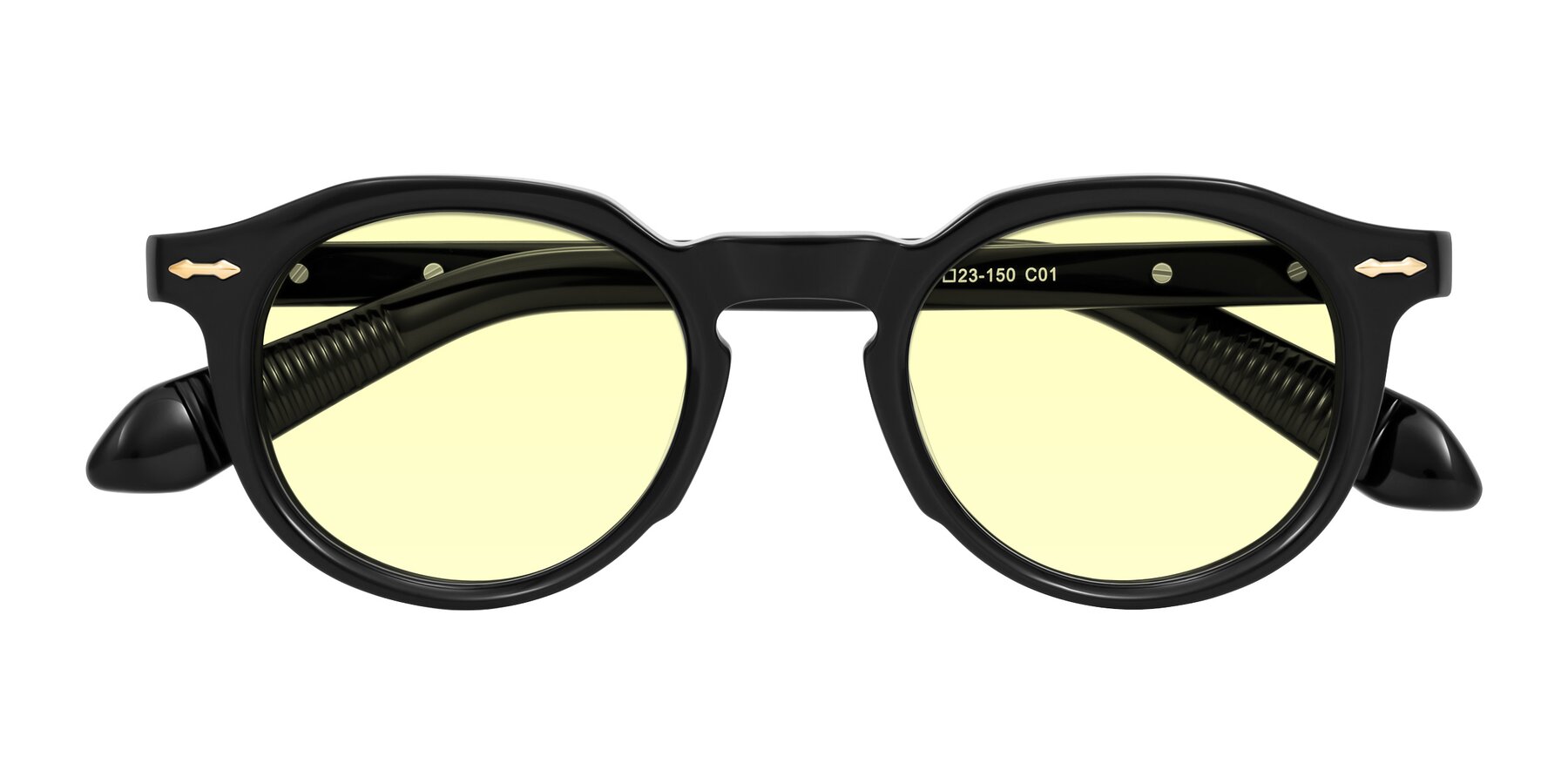 Folded Front of Lachard in Black with Light Yellow Tinted Lenses