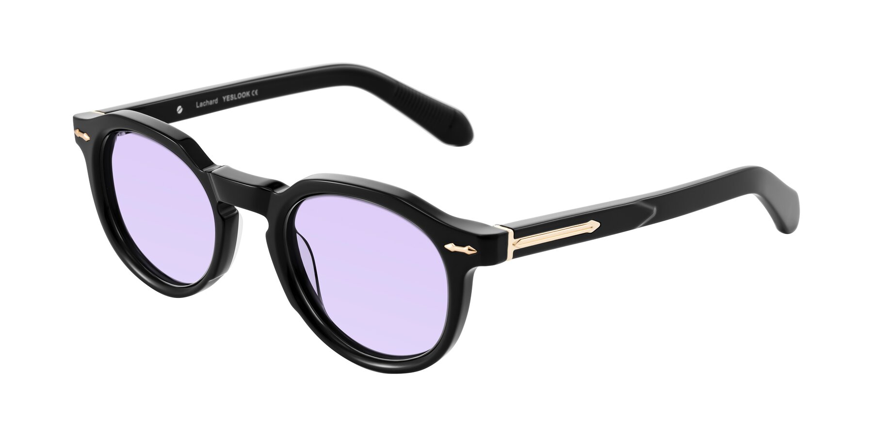 Angle of Lachard in Black with Light Purple Tinted Lenses