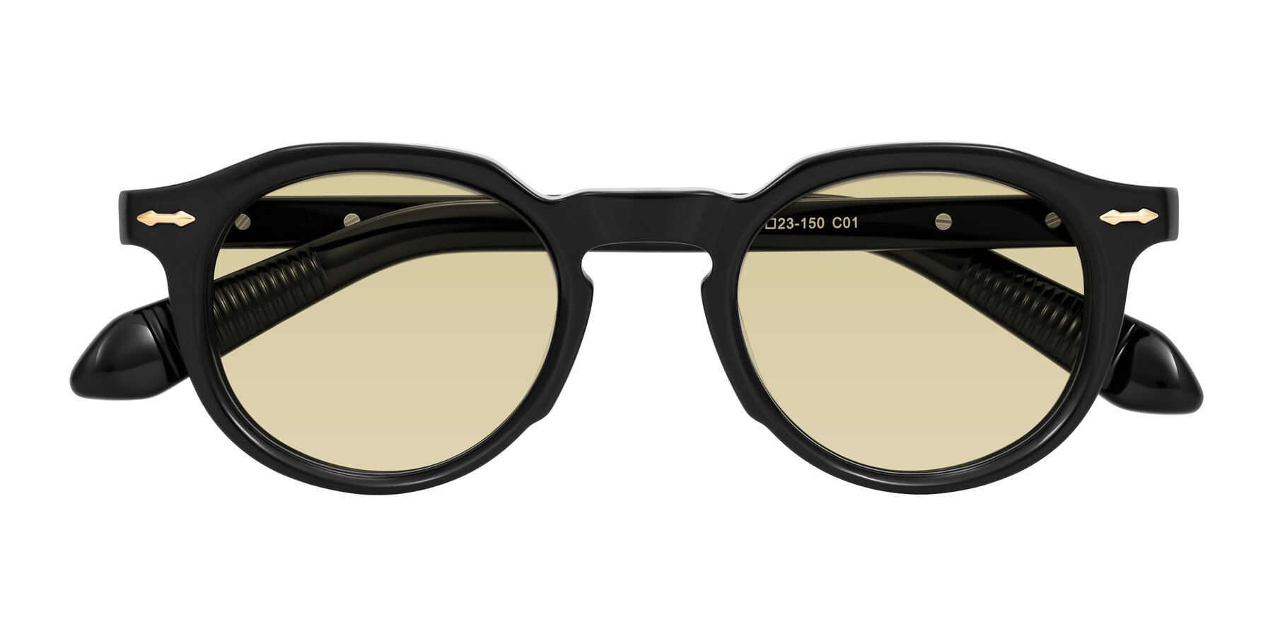 Folded Front of Lachard in Black with Light Champagne Tinted Lenses