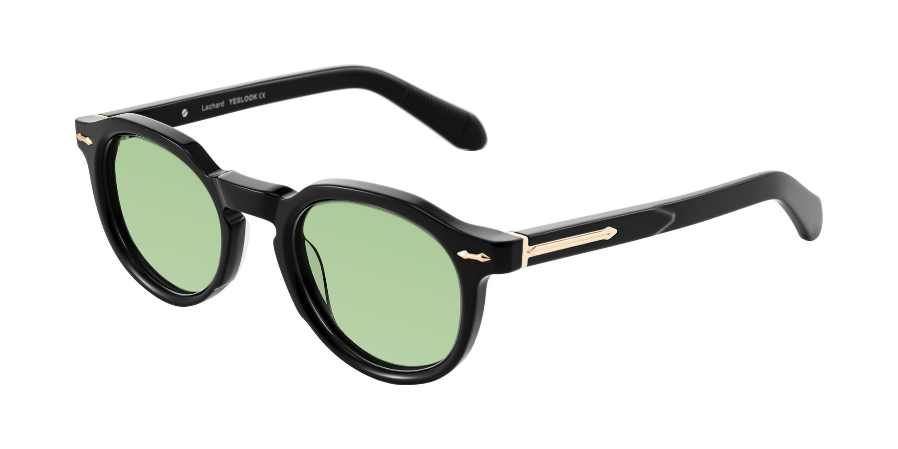 Angle of Lachard in Black with Medium Green Tinted Lenses