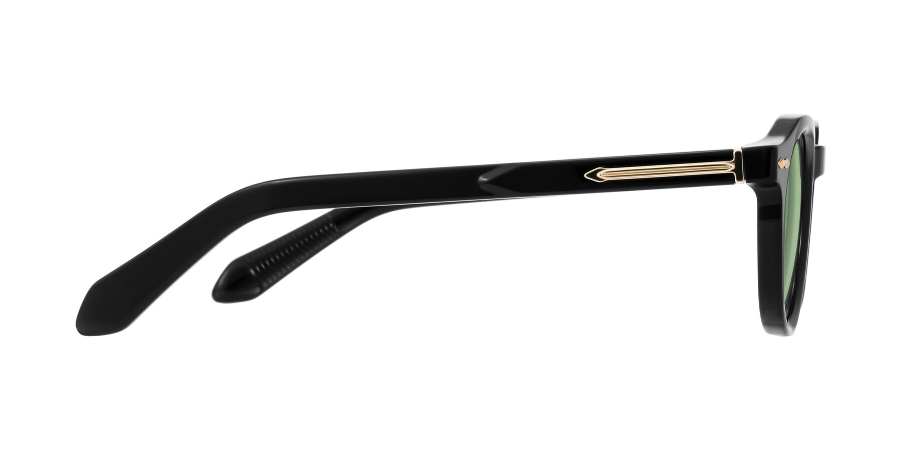 Side of Lachard in Black with Medium Green Tinted Lenses