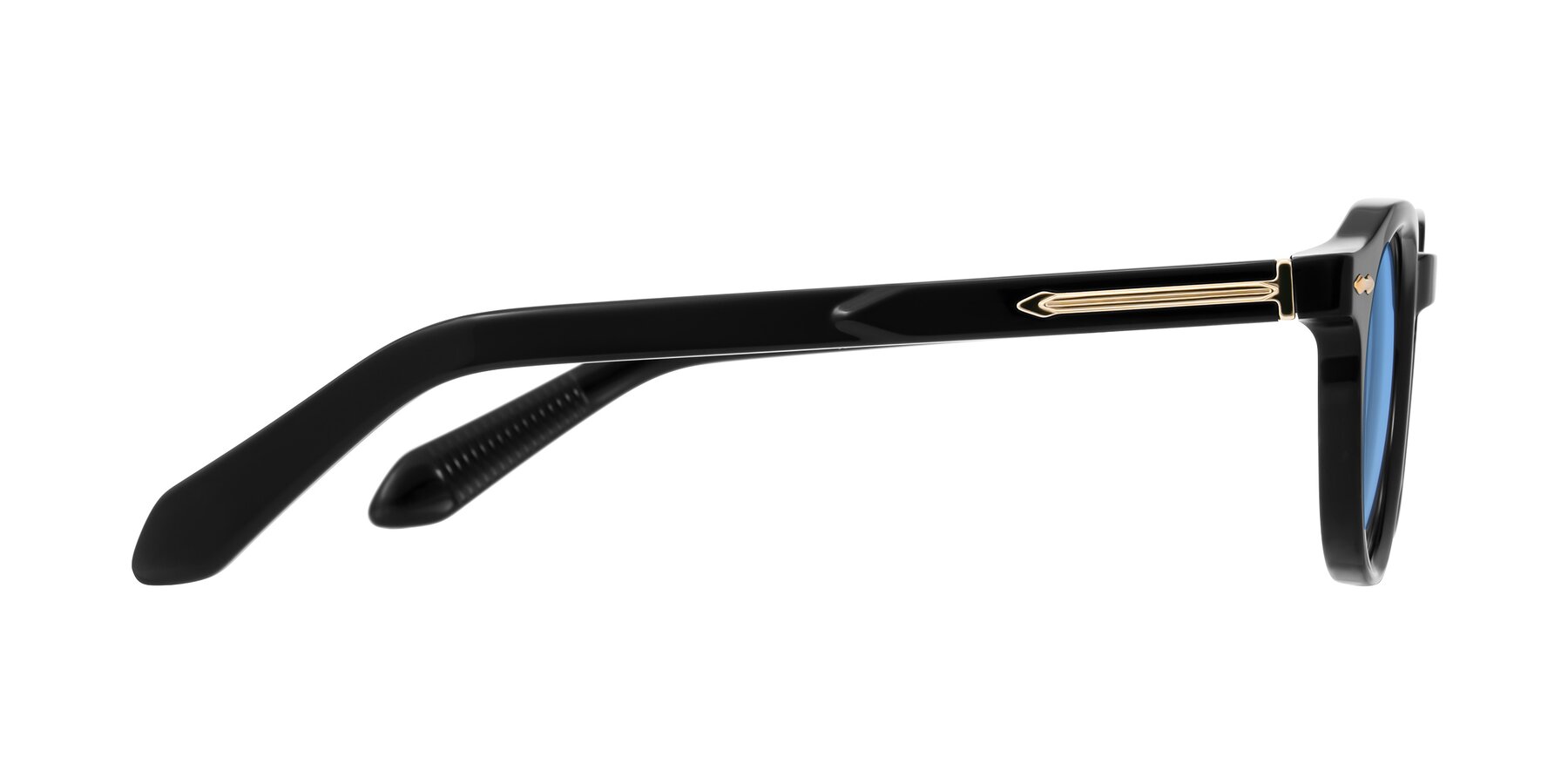 Side of Lachard in Black with Medium Blue Tinted Lenses