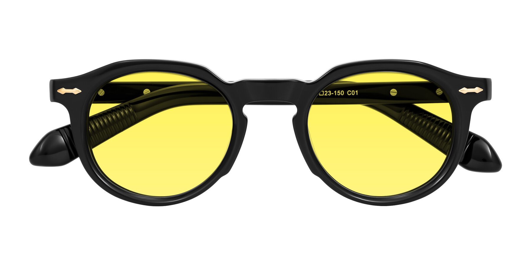 Folded Front of Lachard in Black with Medium Yellow Tinted Lenses