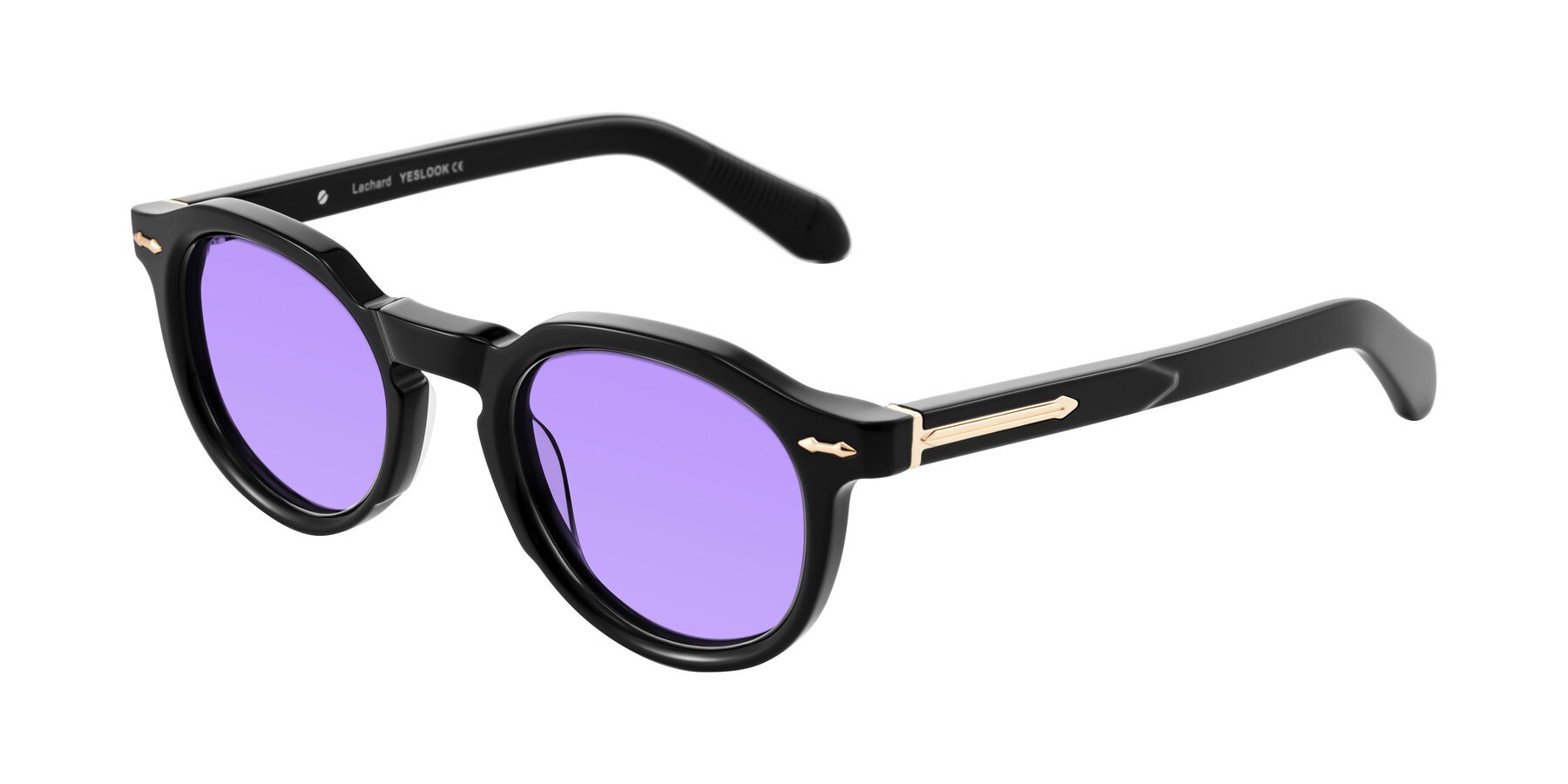 Angle of Lachard in Black with Medium Purple Tinted Lenses