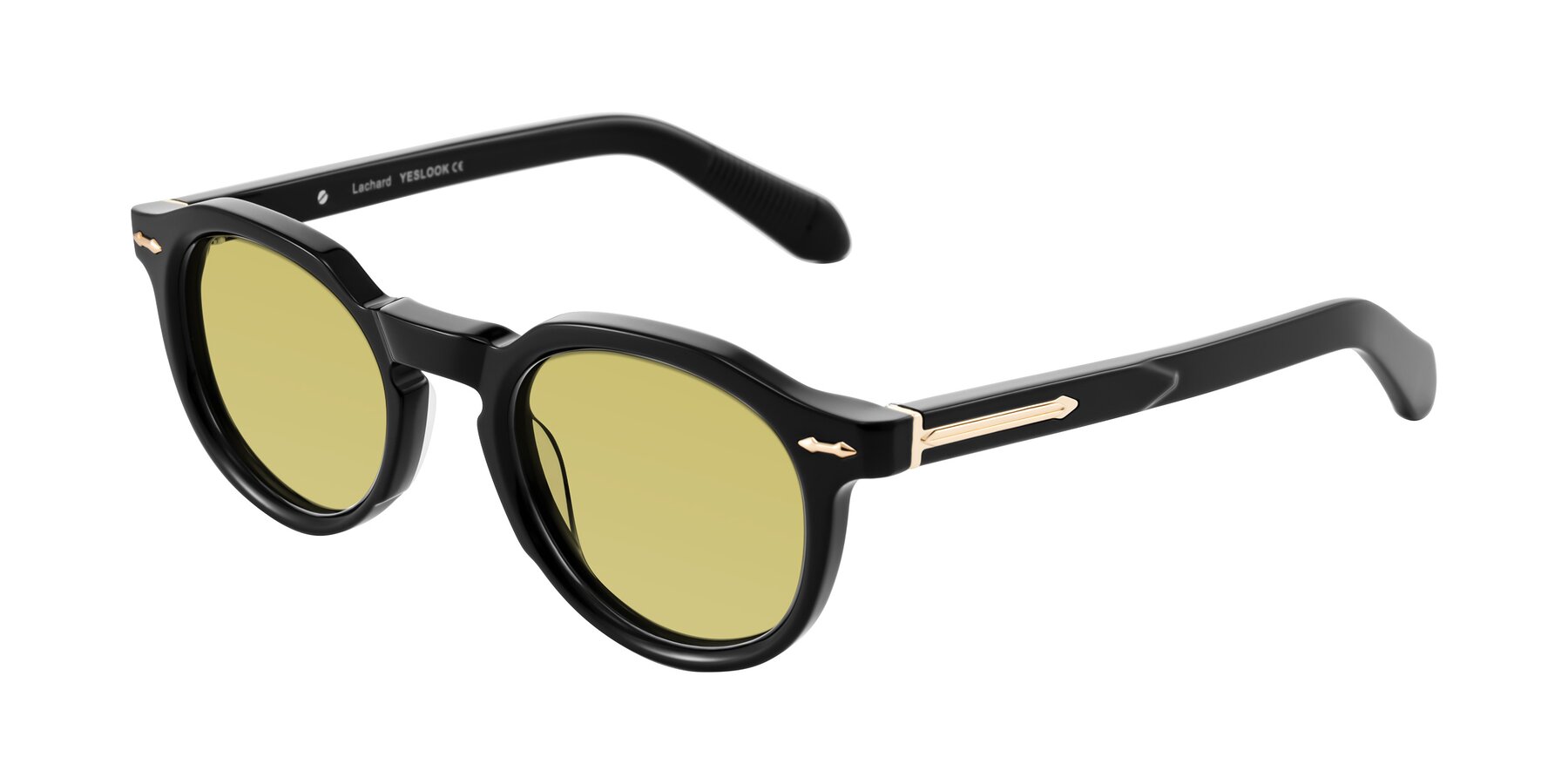 Angle of Lachard in Black with Medium Champagne Tinted Lenses
