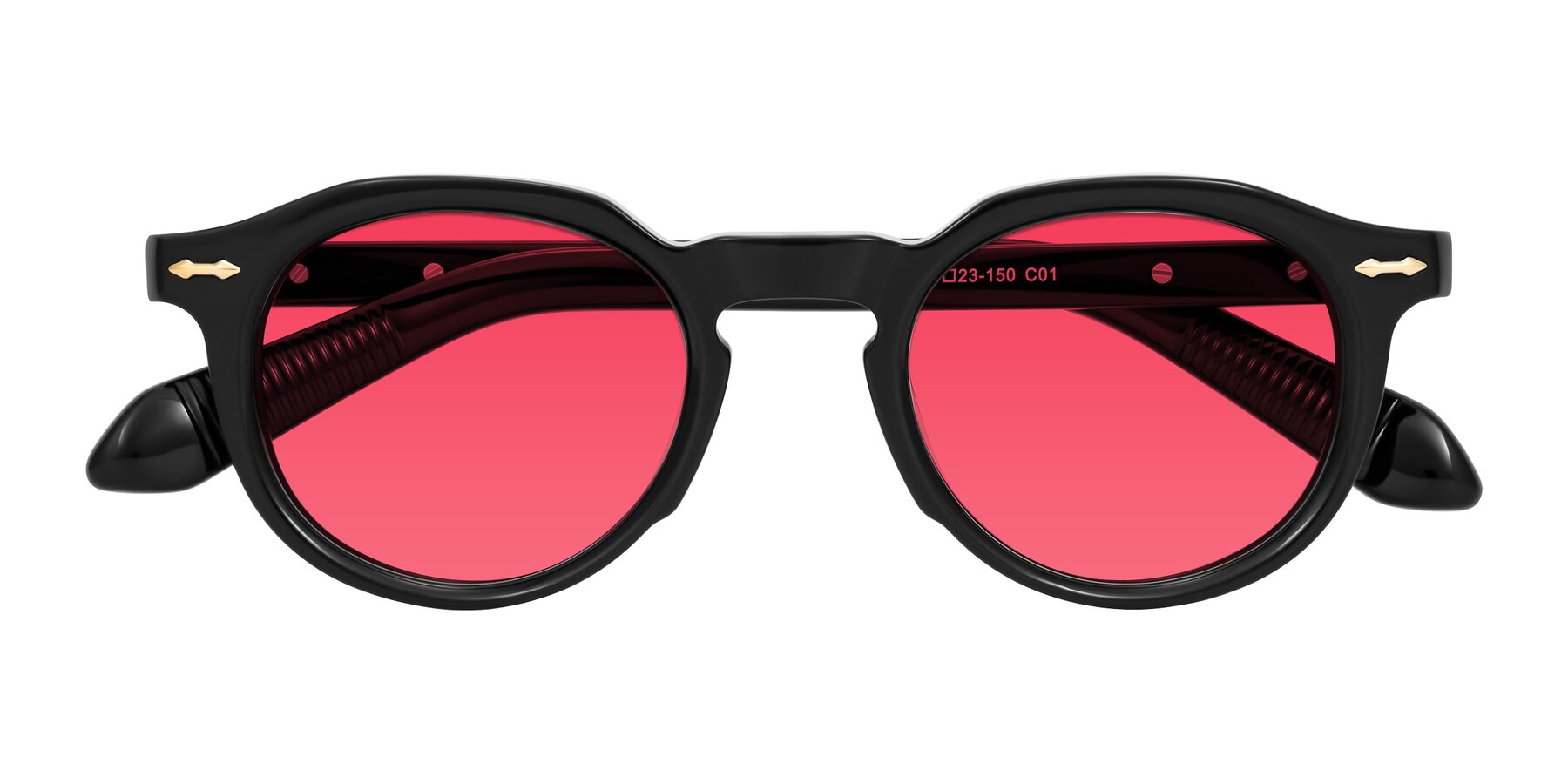 Folded Front of Lachard in Black with Red Tinted Lenses