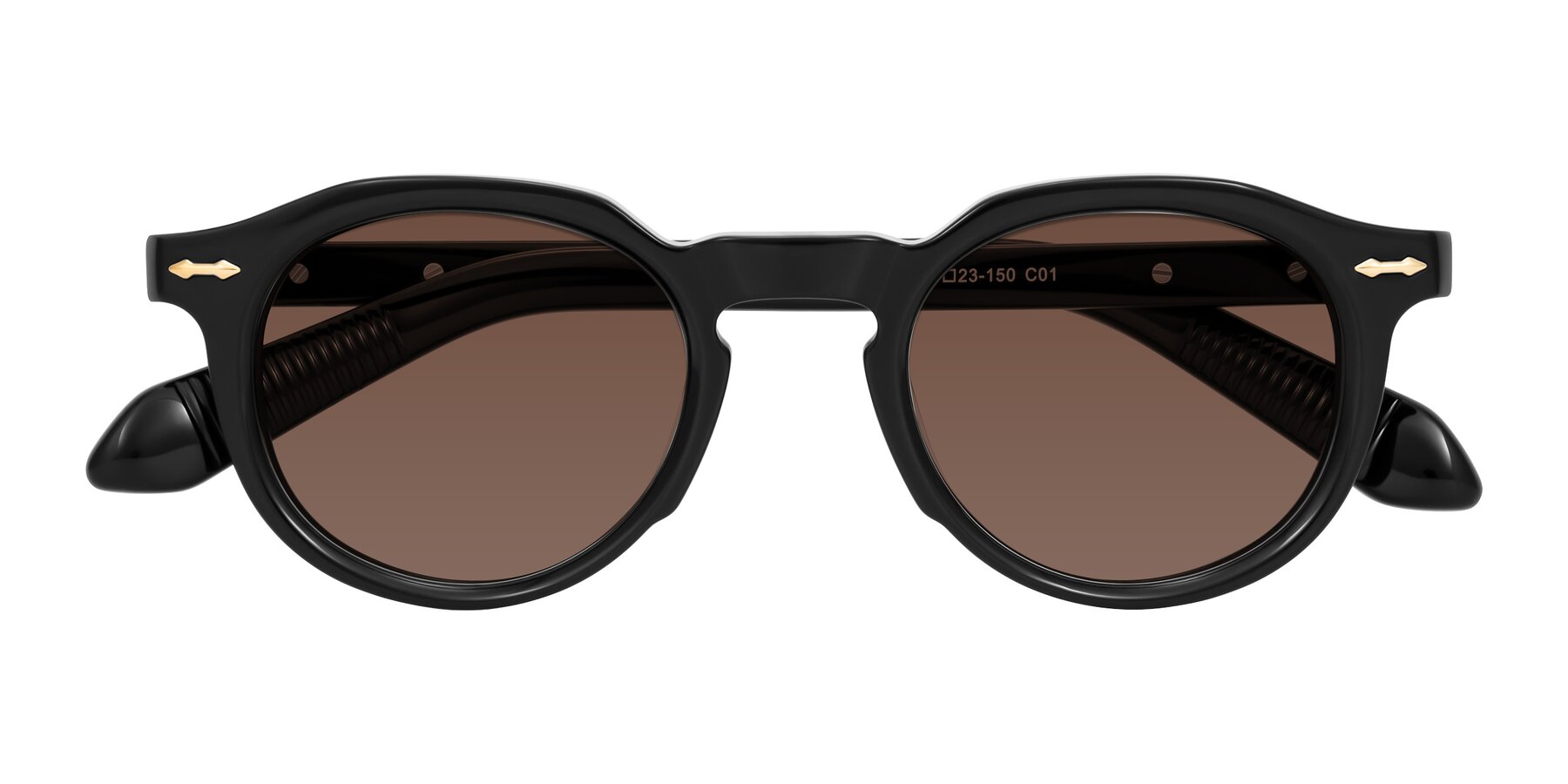 Folded Front of Lachard in Black with Brown Tinted Lenses