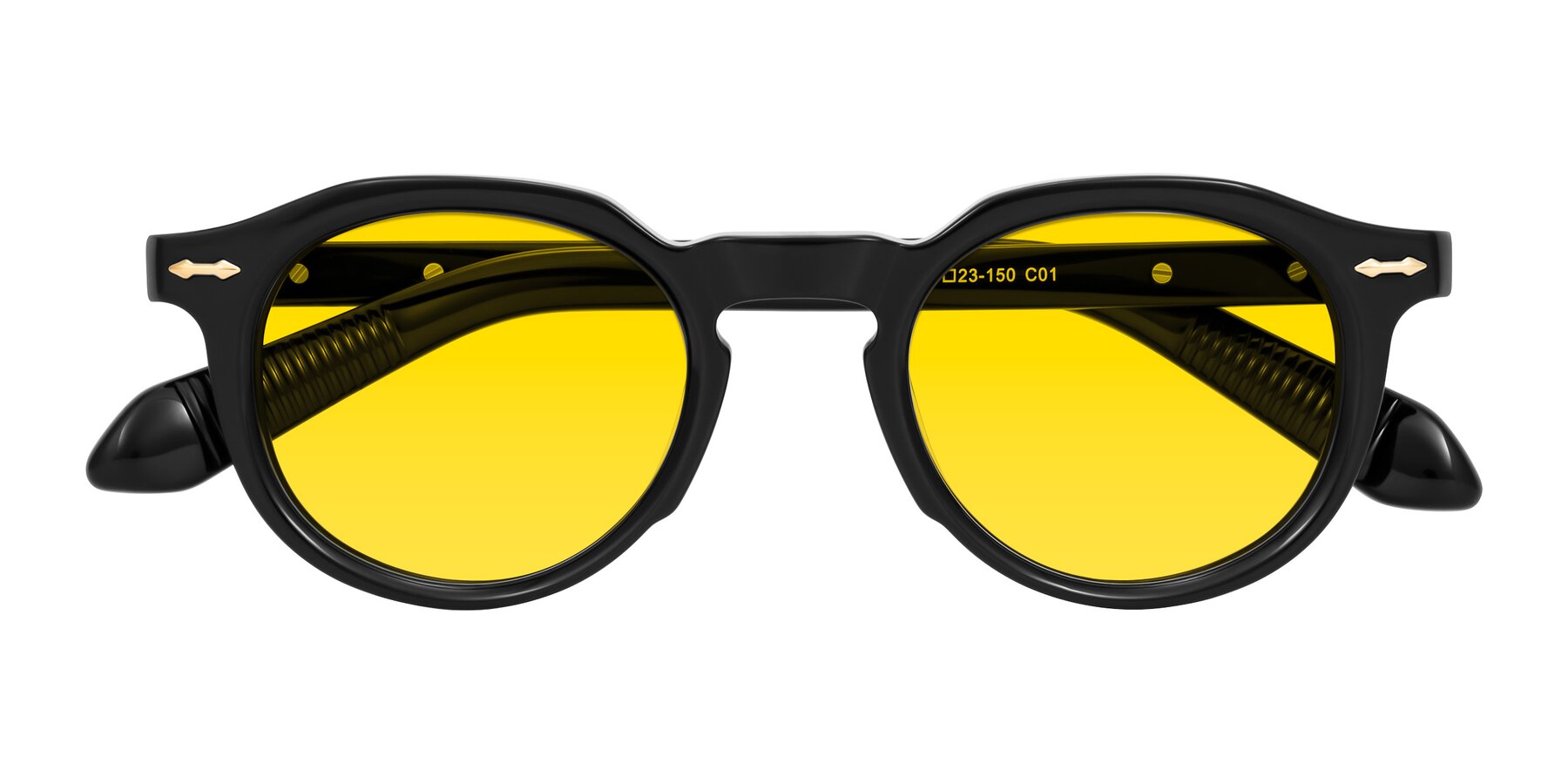 Folded Front of Lachard in Black with Yellow Tinted Lenses