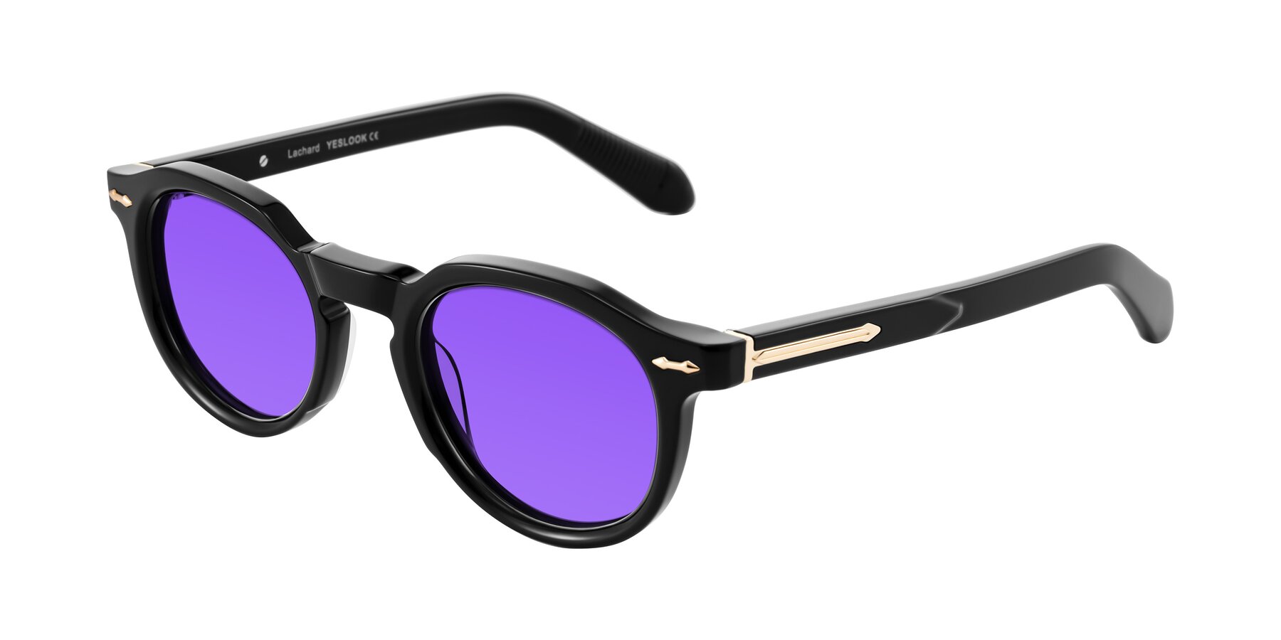 Angle of Lachard in Black with Purple Tinted Lenses
