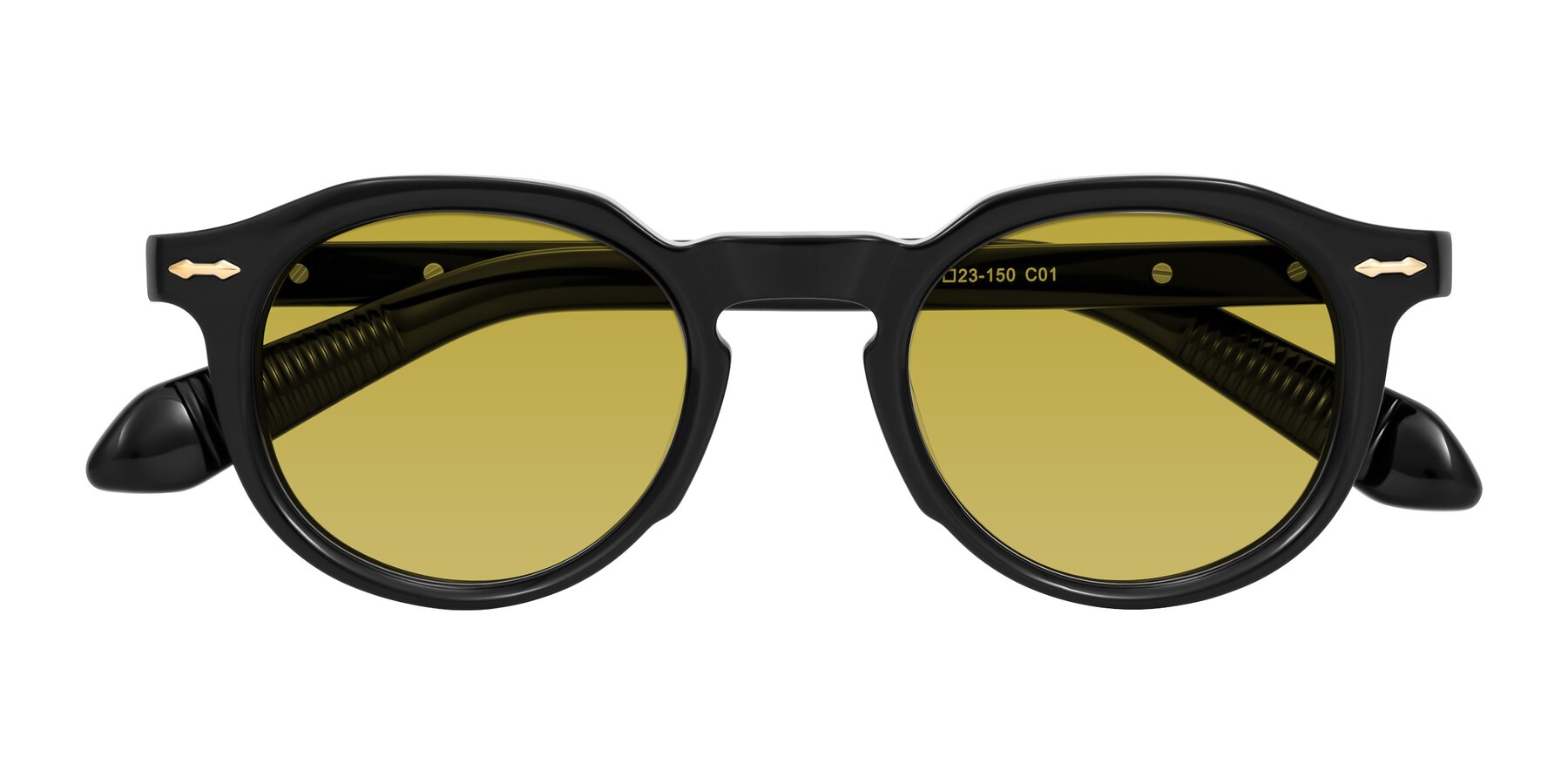 Folded Front of Lachard in Black with Champagne Tinted Lenses