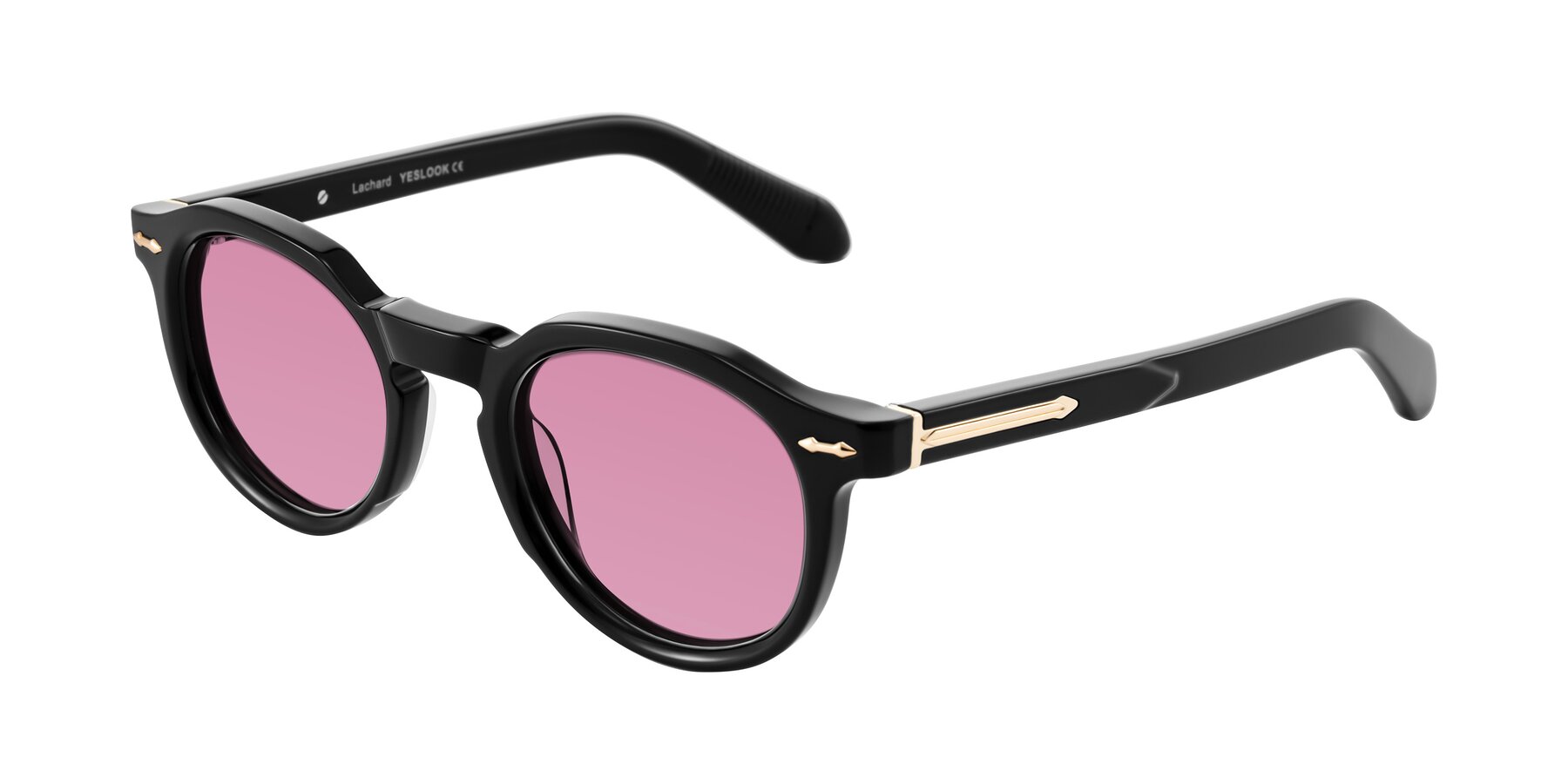 Angle of Lachard in Black with Medium Wine Tinted Lenses