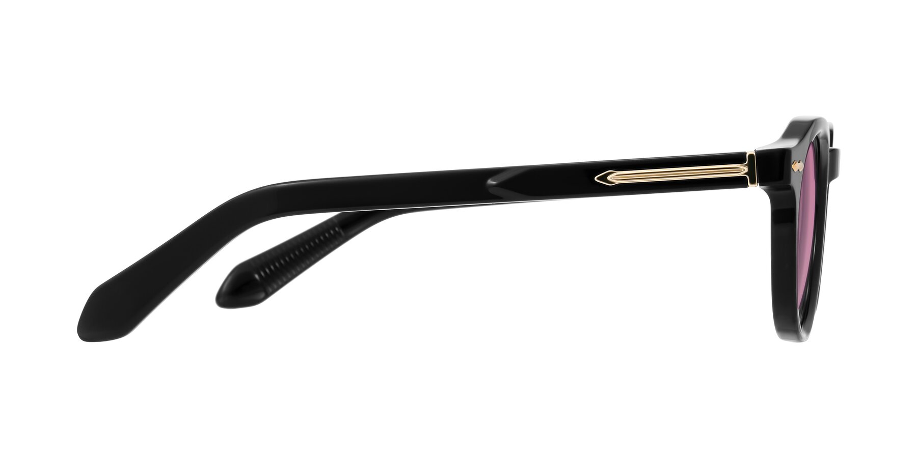 Side of Lachard in Black with Medium Wine Tinted Lenses