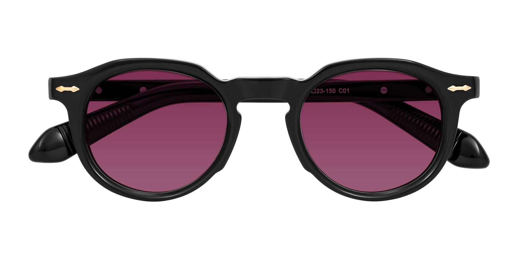 Folded Front of Lachard in Black with Wine Tinted Lenses