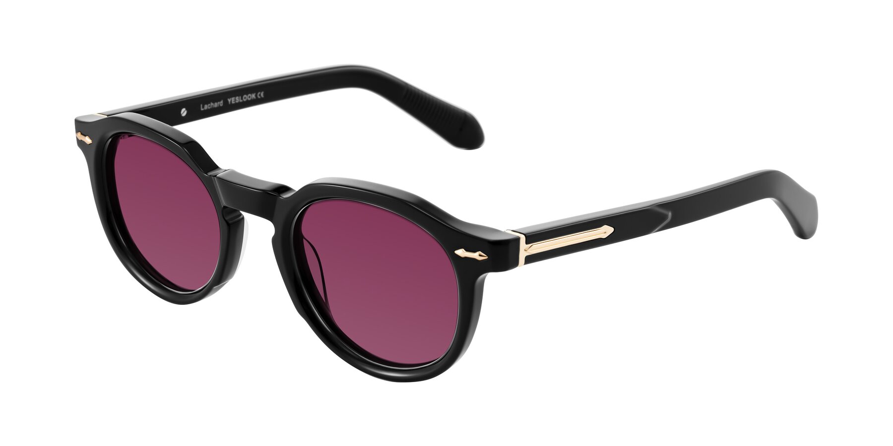 Angle of Lachard in Black with Wine Tinted Lenses