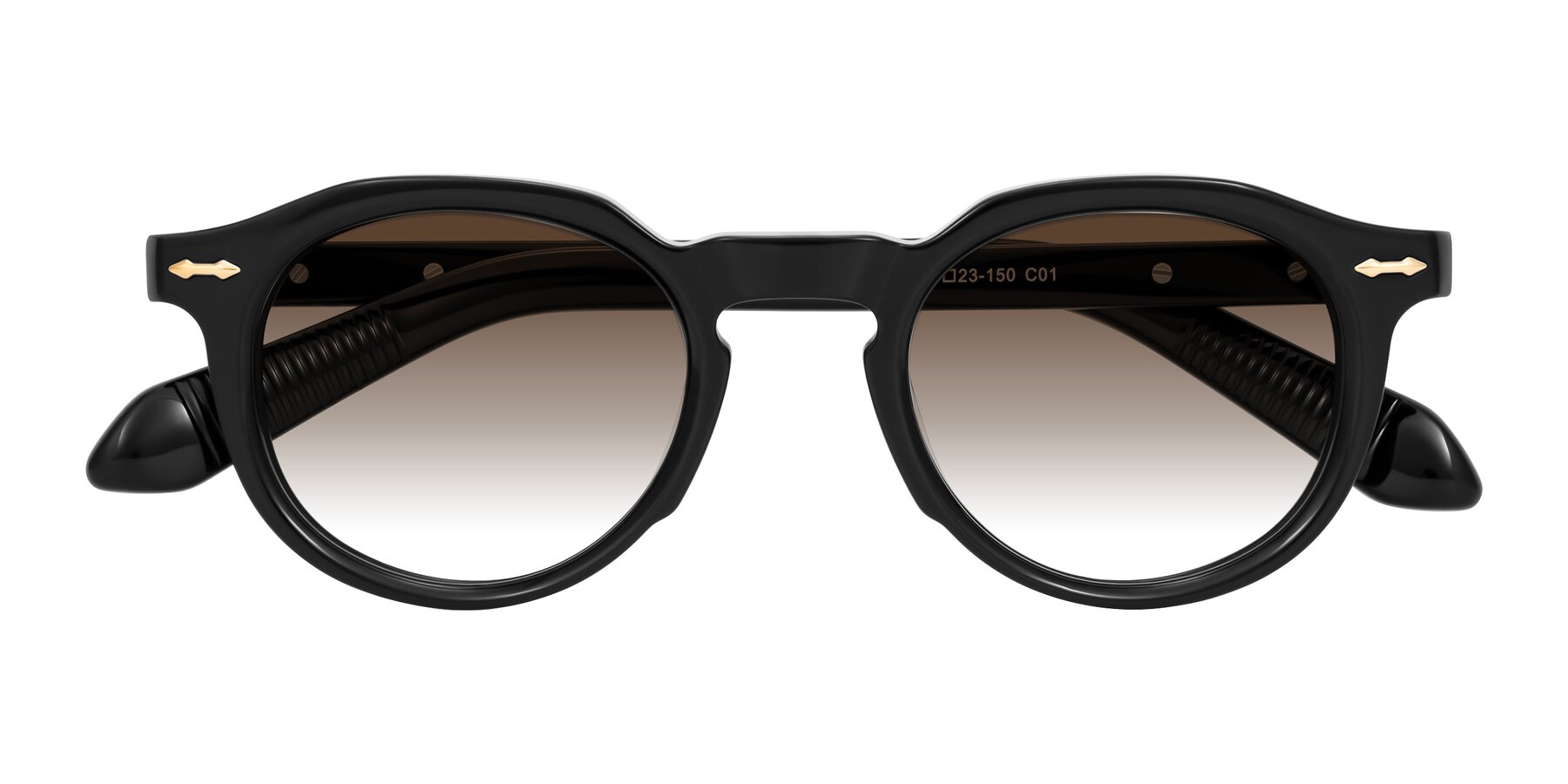 Folded Front of Lachard in Black with Brown Gradient Lenses