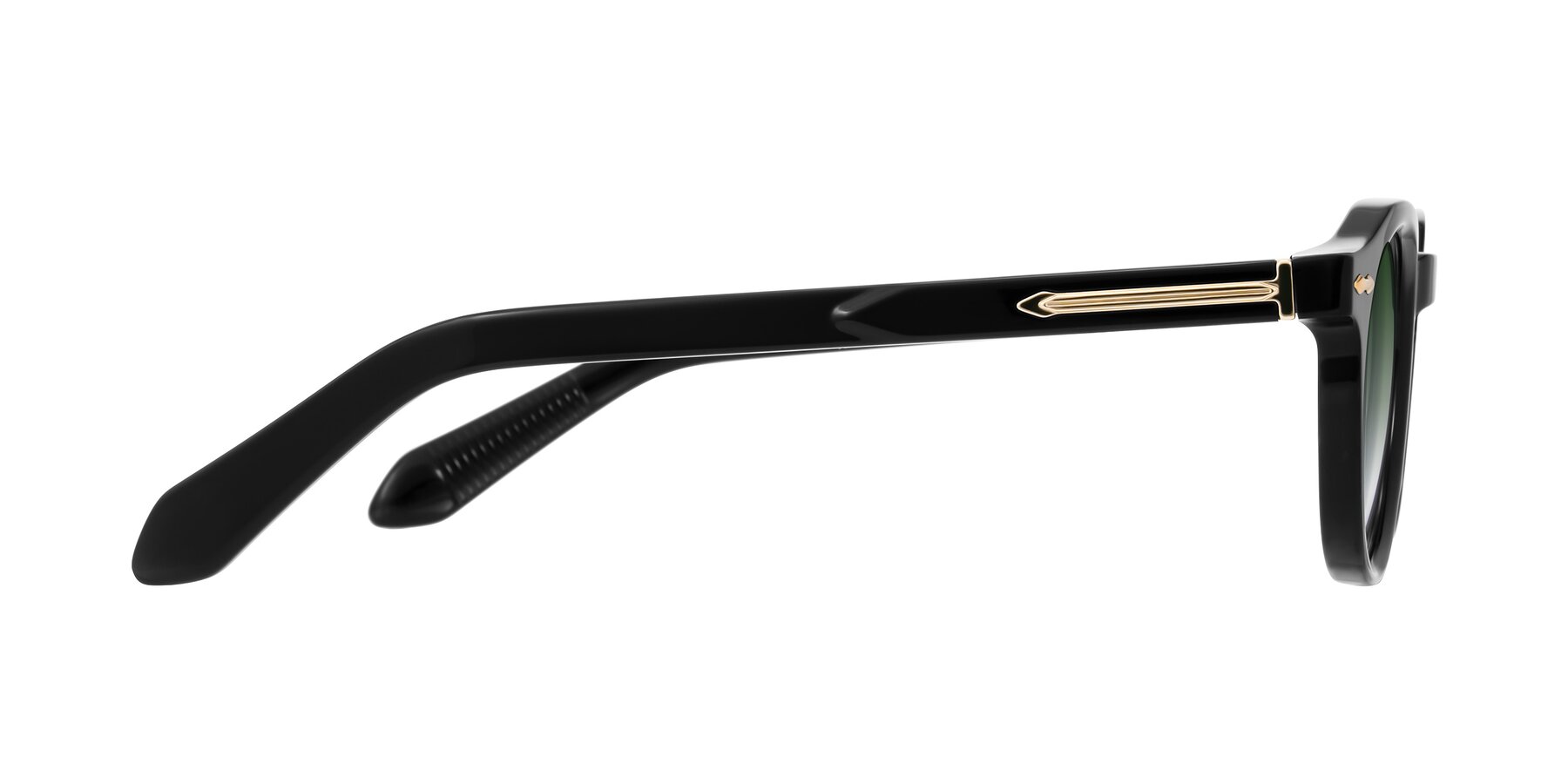 Side of Lachard in Black with Green Gradient Lenses