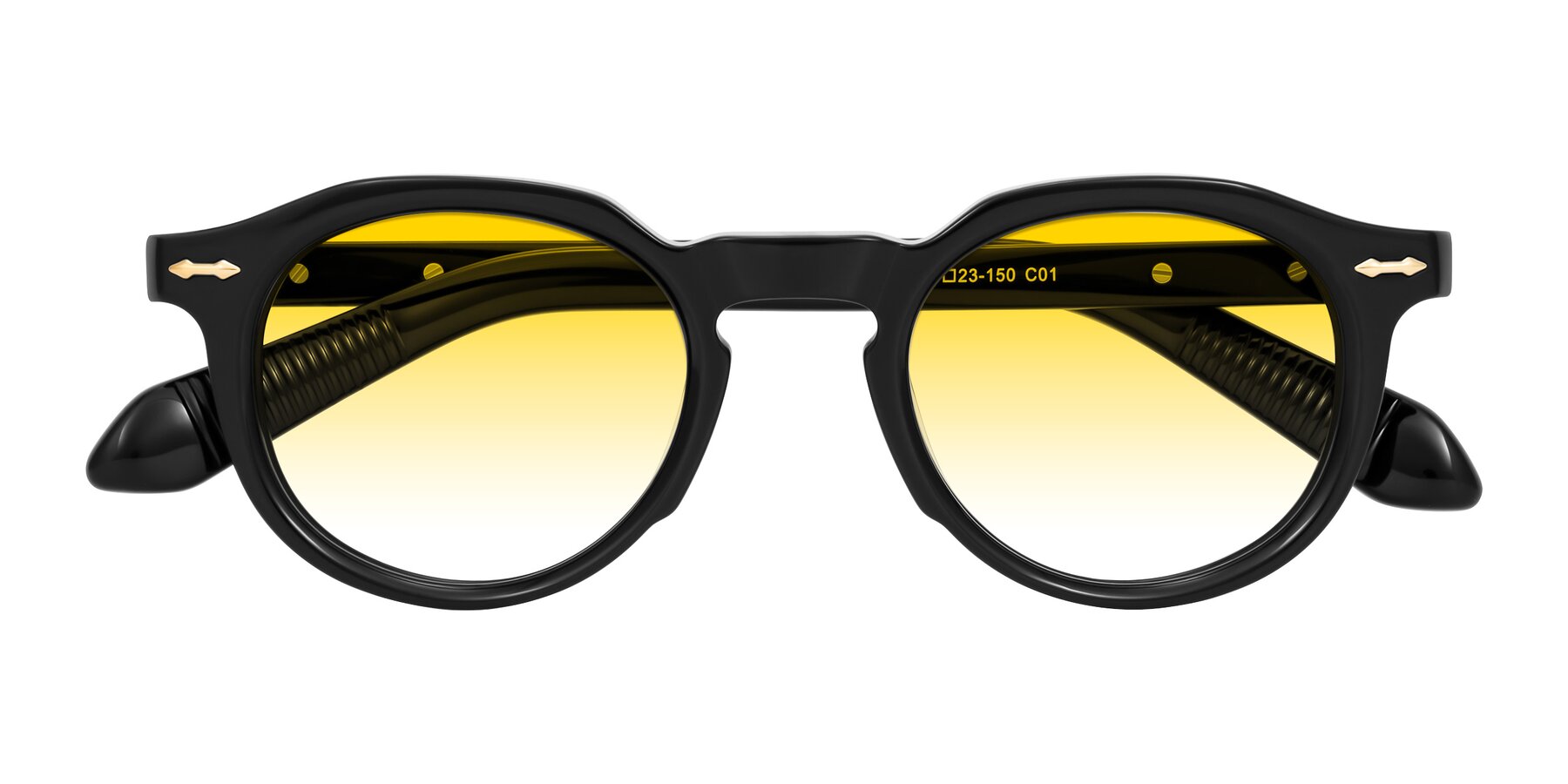 Folded Front of Lachard in Black with Yellow Gradient Lenses