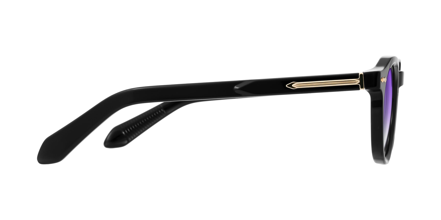 Side of Lachard in Black with Purple Gradient Lenses