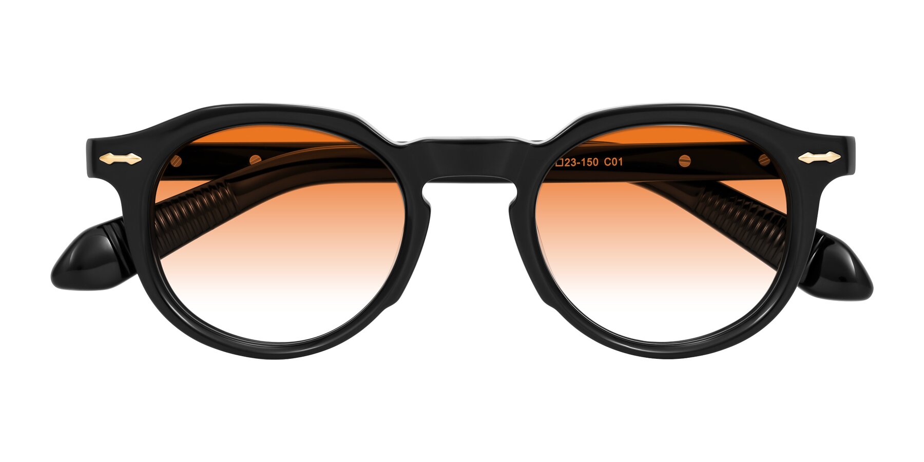 Folded Front of Lachard in Black with Orange Gradient Lenses
