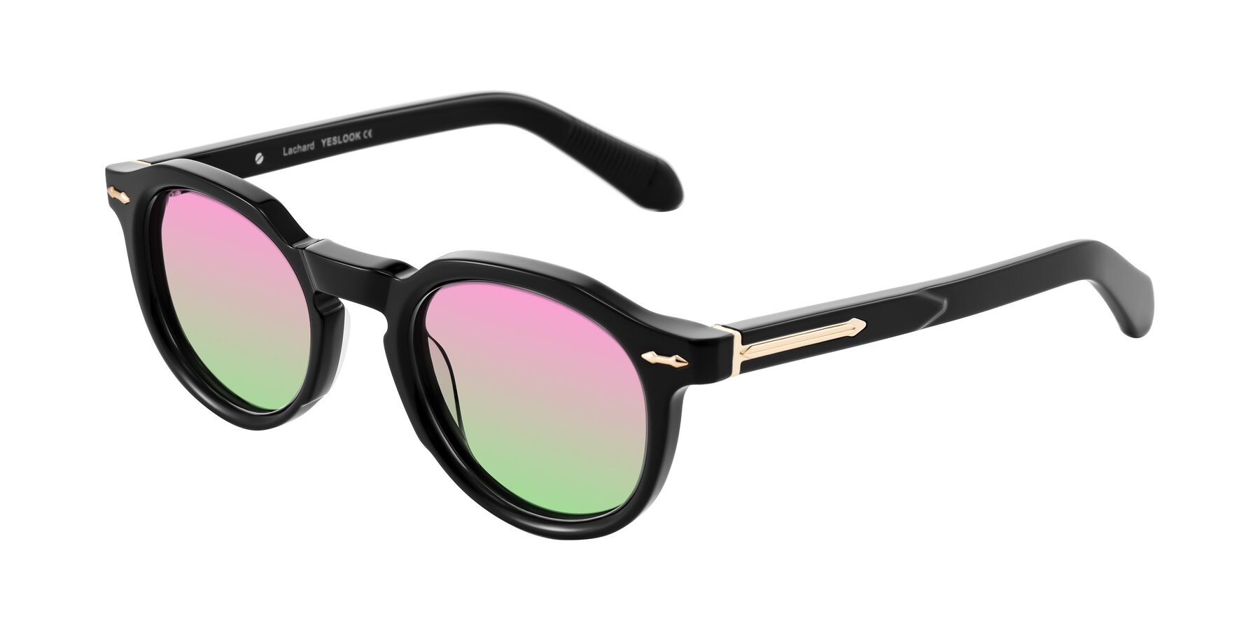Angle of Lachard in Black with Pink / Green Gradient Lenses