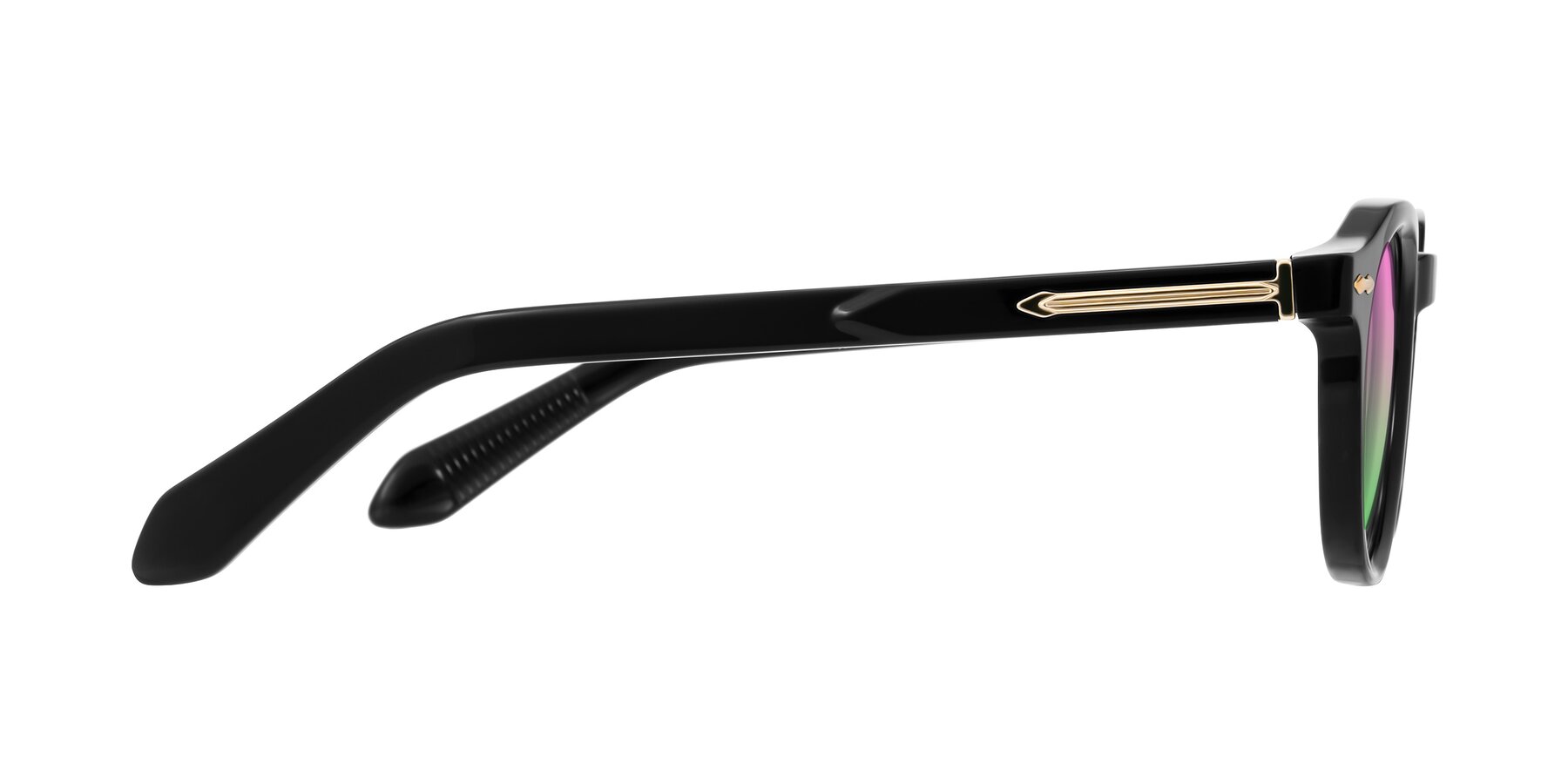 Side of Lachard in Black with Pink / Green Gradient Lenses