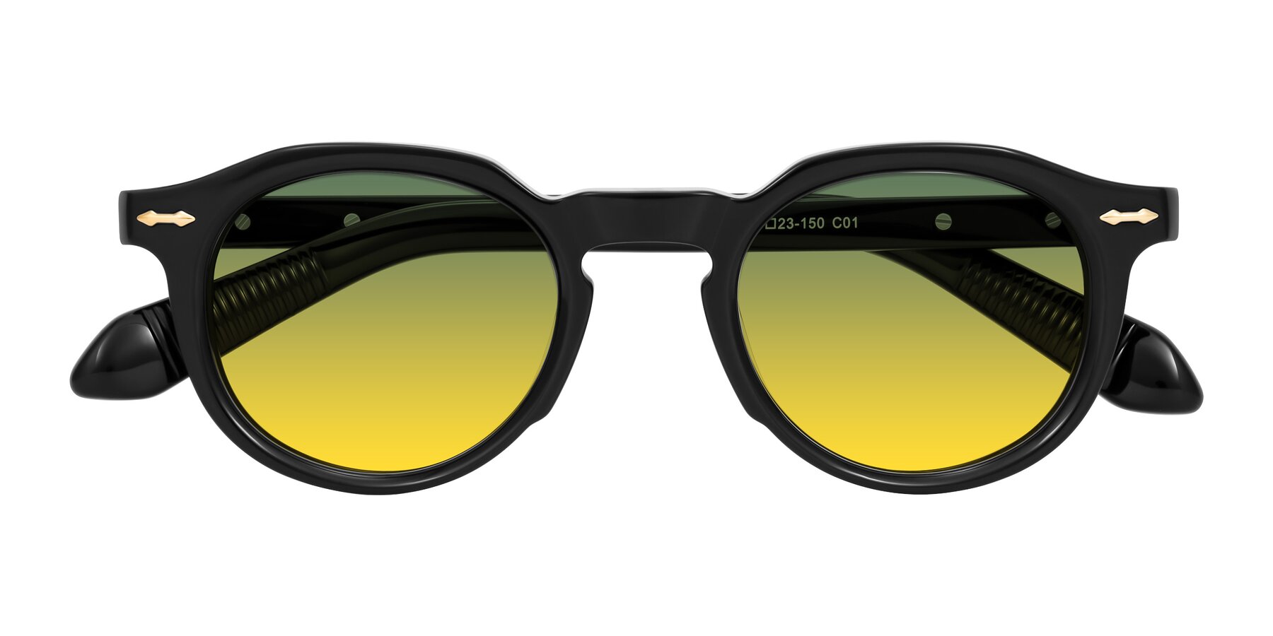 Folded Front of Lachard in Black with Green / Yellow Gradient Lenses