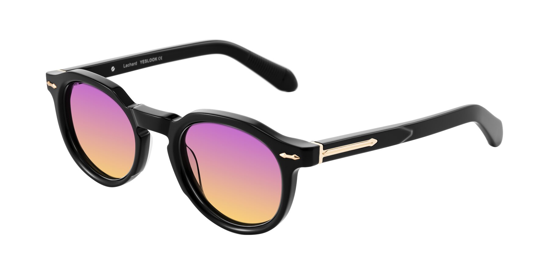 Angle of Lachard in Black with Purple / Yellow Gradient Lenses