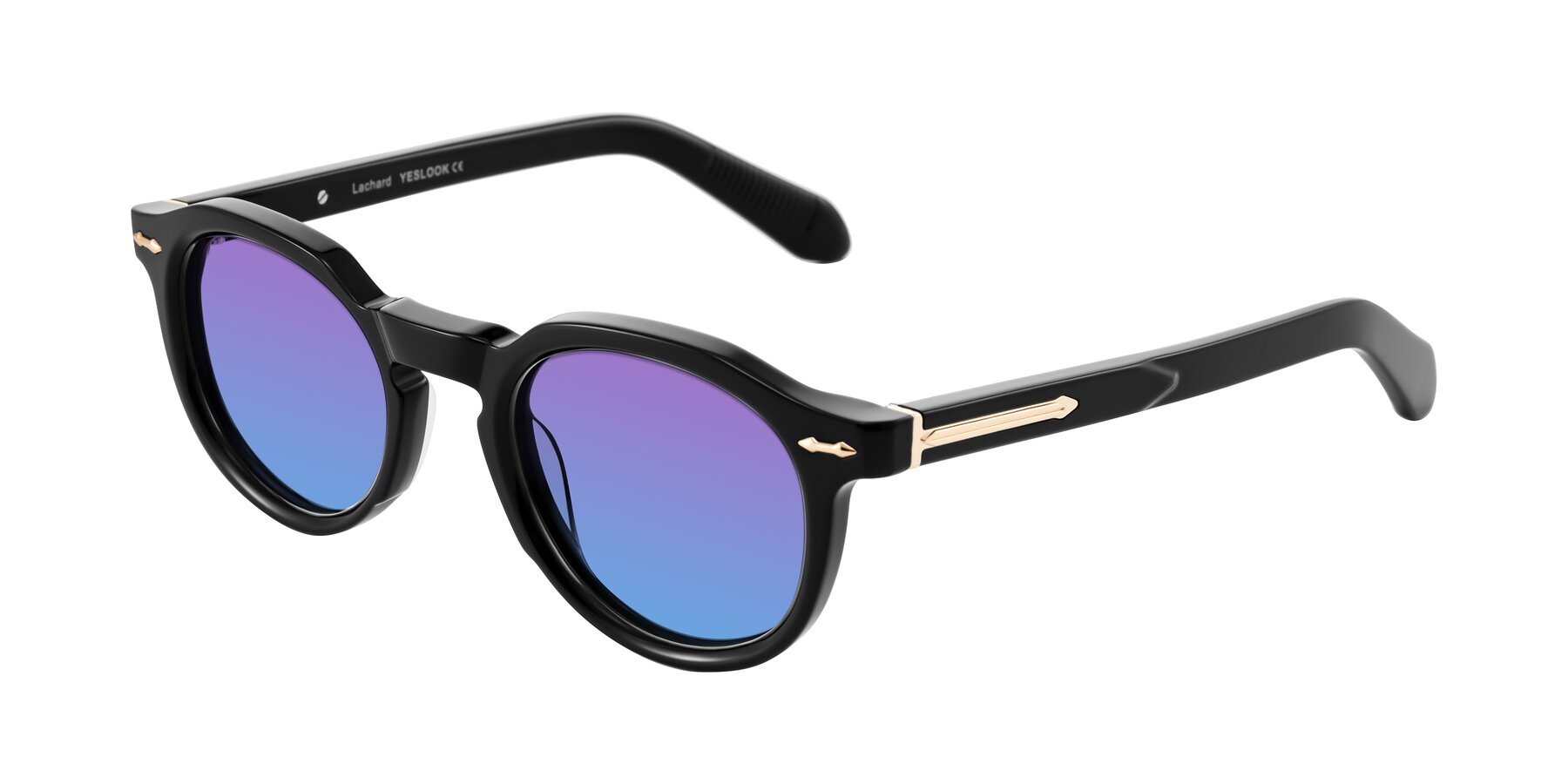 Angle of Lachard in Black with Purple / Blue Gradient Lenses