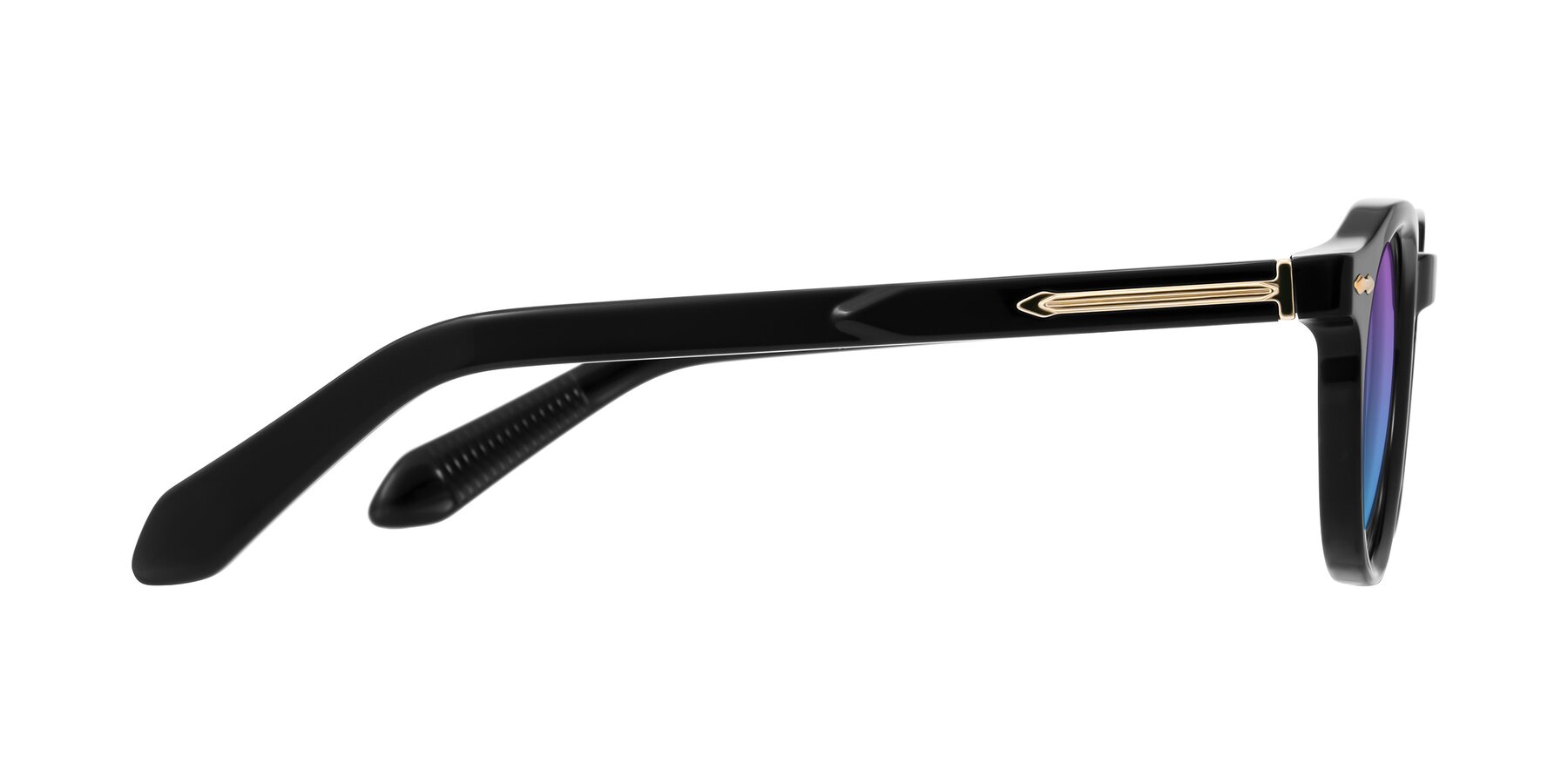 Side of Lachard in Black with Purple / Blue Gradient Lenses