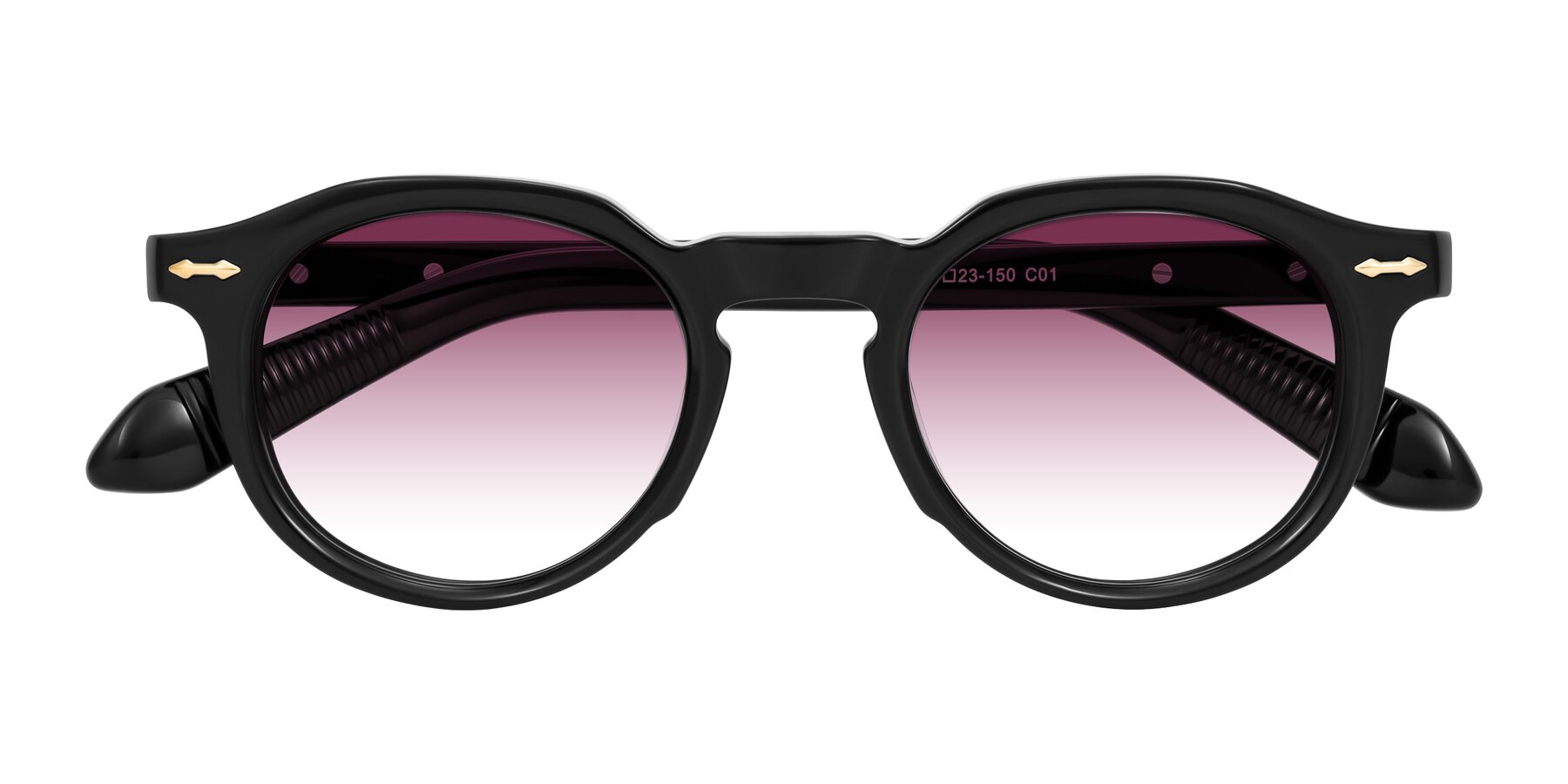Folded Front of Lachard in Black with Wine Gradient Lenses