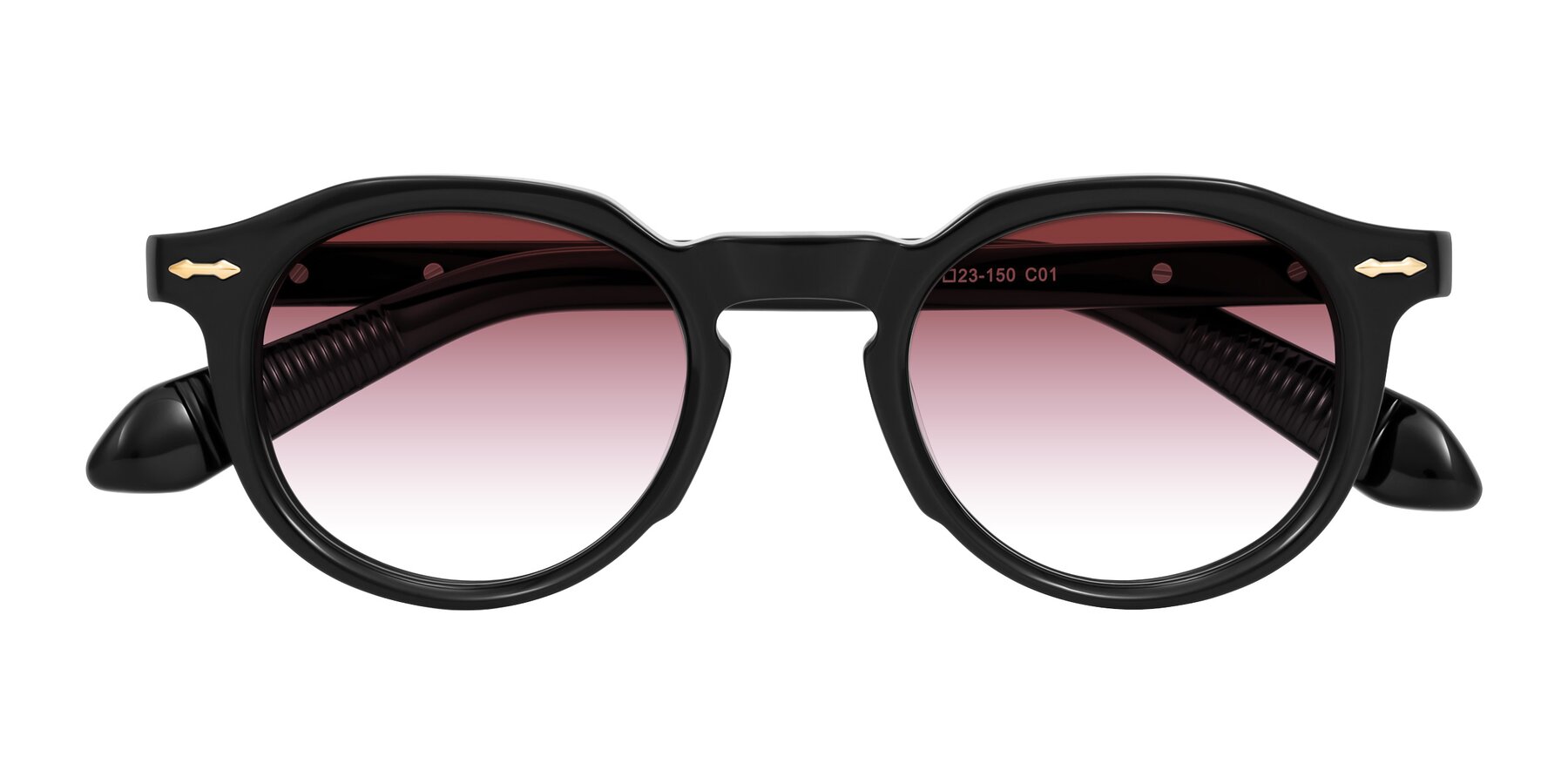Folded Front of Lachard in Black with Garnet Gradient Lenses
