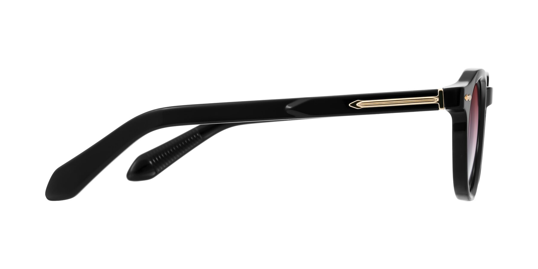 Side of Lachard in Black with Garnet Gradient Lenses
