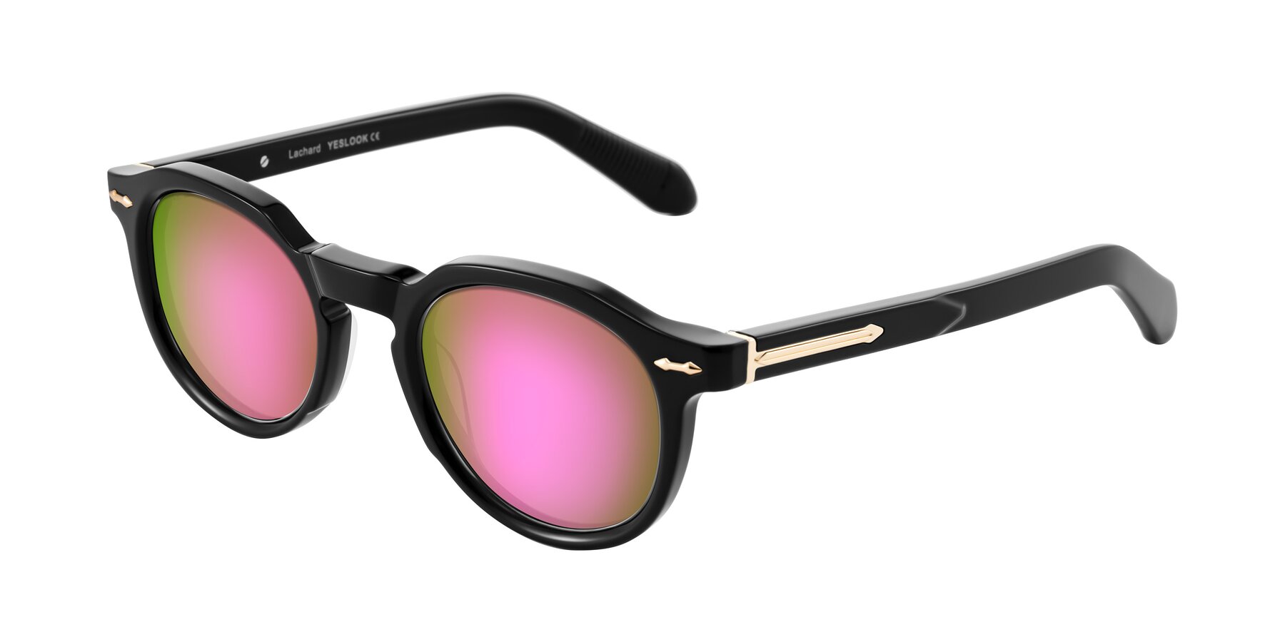 Angle of Lachard in Black with Pink Mirrored Lenses