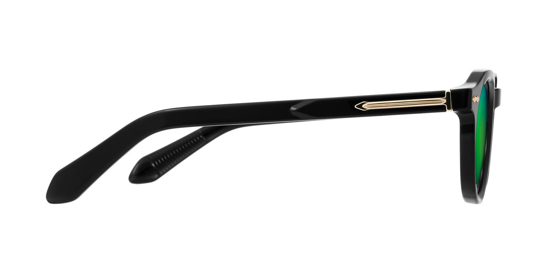Side of Lachard in Black with Green Mirrored Lenses