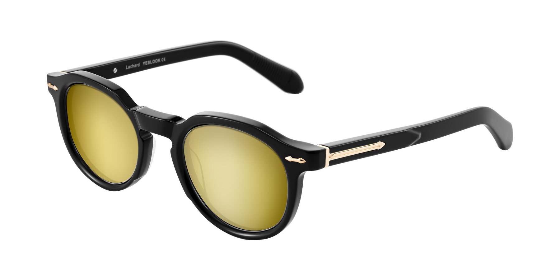 Angle of Lachard in Black with Gold Mirrored Lenses