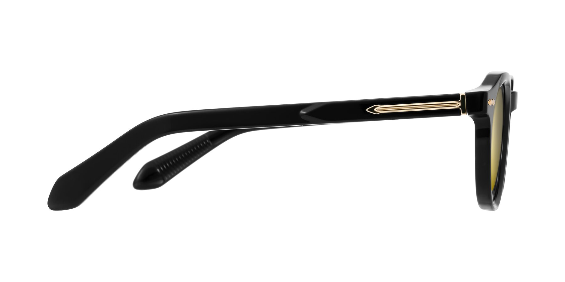 Side of Lachard in Black with Gold Mirrored Lenses