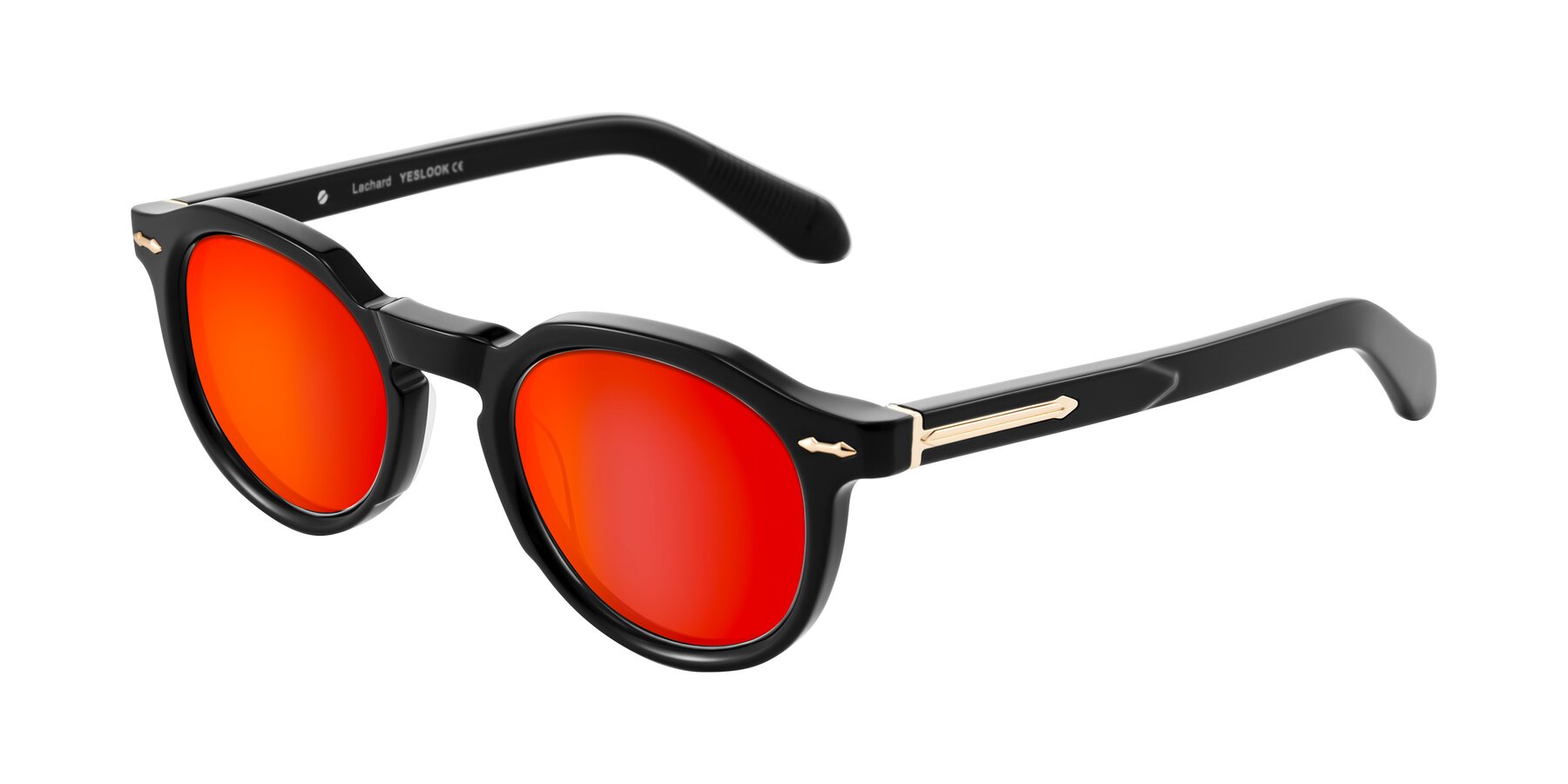 Angle of Lachard in Black with Red Gold Mirrored Lenses