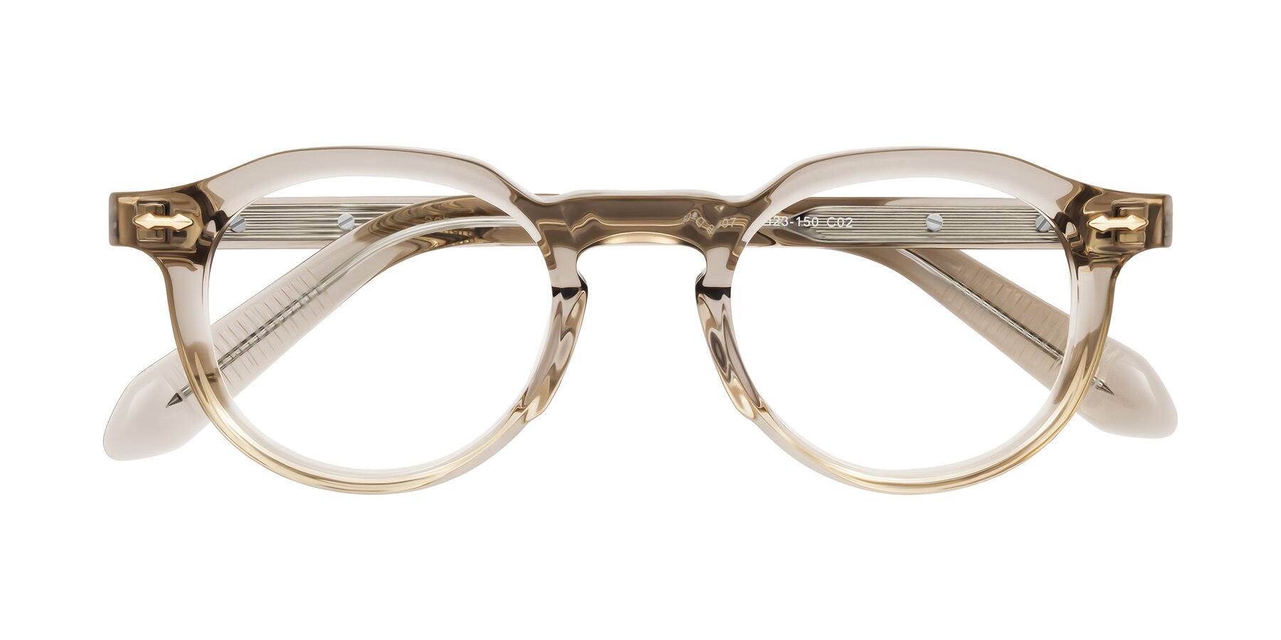 Folded Front of Lachard in Transparent Brown with Clear Eyeglass Lenses