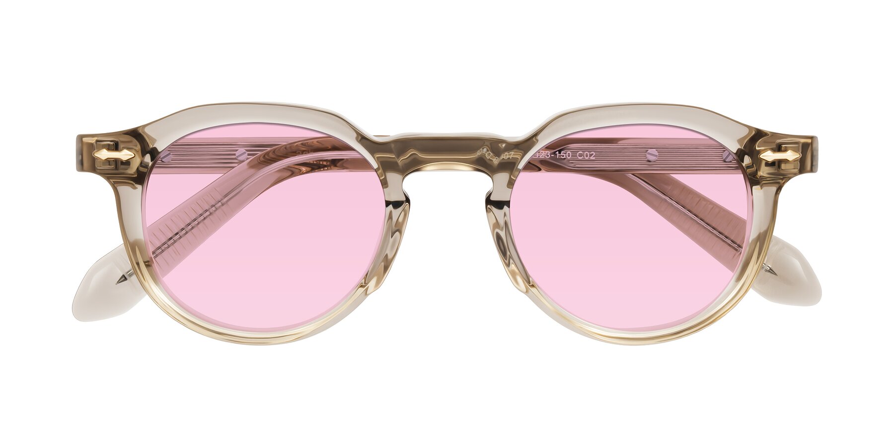 Folded Front of Lachard in Transparent Brown with Light Pink Tinted Lenses