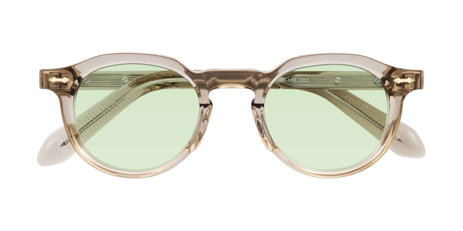 Folded Front of Lachard in Transparent Brown with Light Green Tinted Lenses