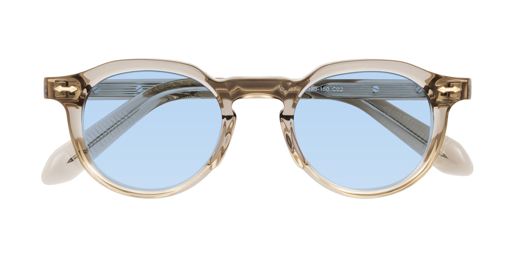Folded Front of Lachard in Transparent Brown with Light Blue Tinted Lenses