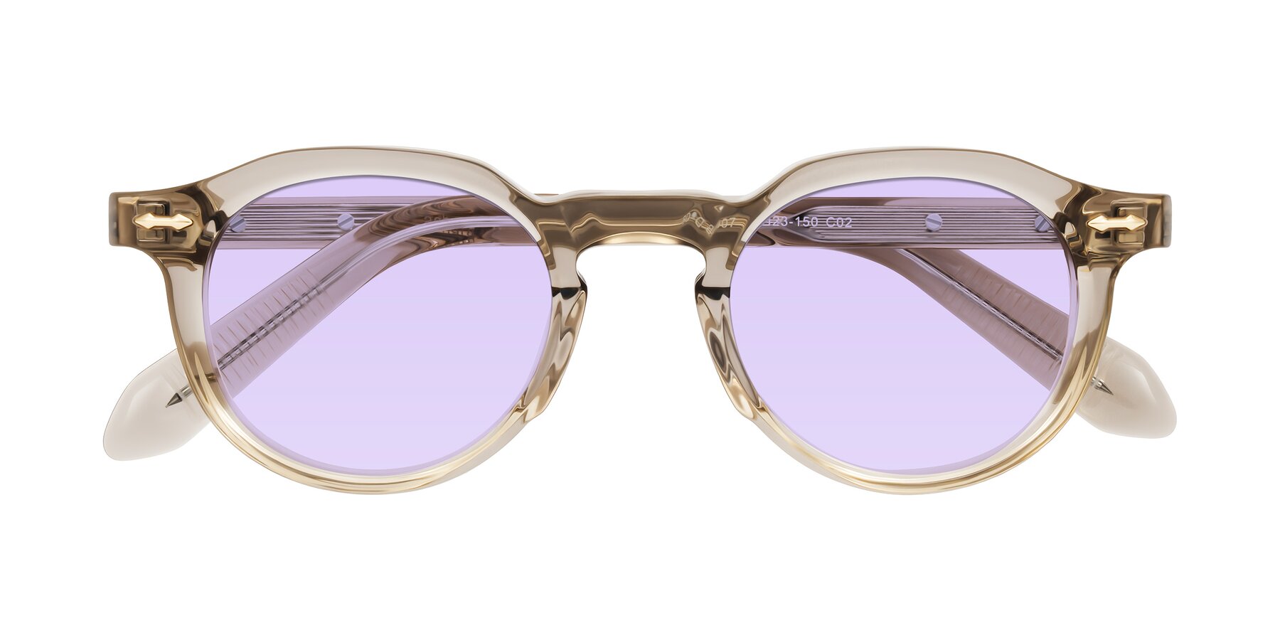 Folded Front of Lachard in Transparent Brown with Light Purple Tinted Lenses