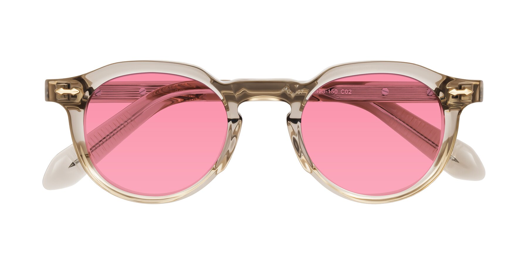 Folded Front of Lachard in Transparent Brown with Pink Tinted Lenses