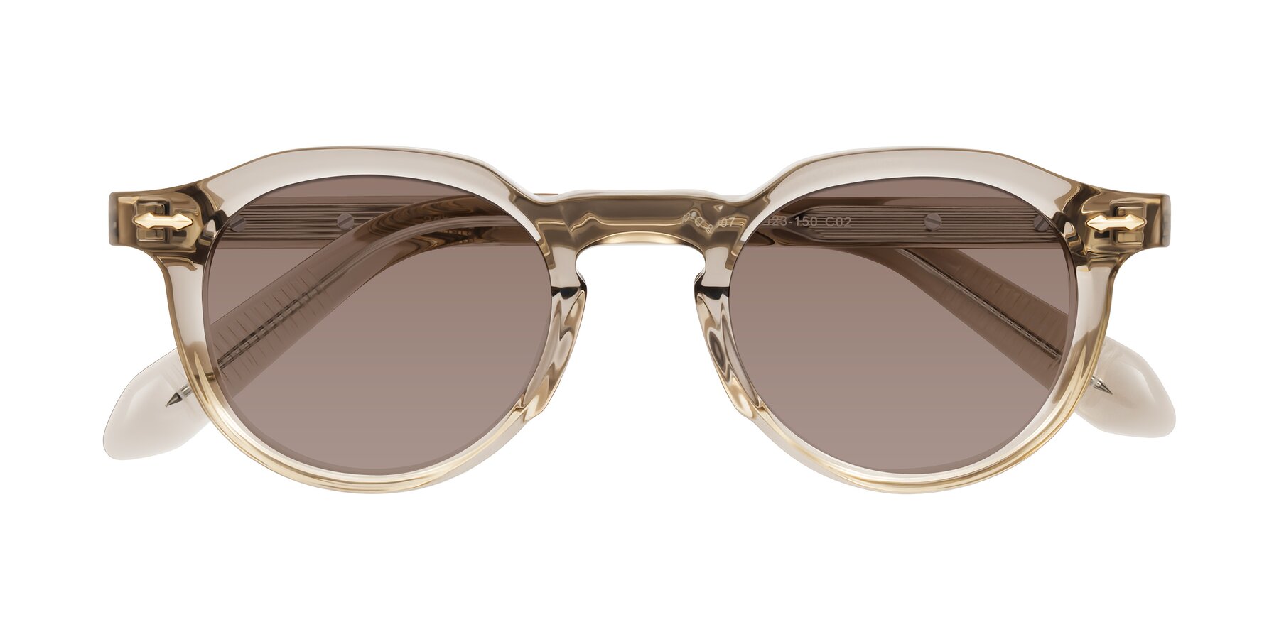 Folded Front of Lachard in Transparent Brown with Medium Brown Tinted Lenses