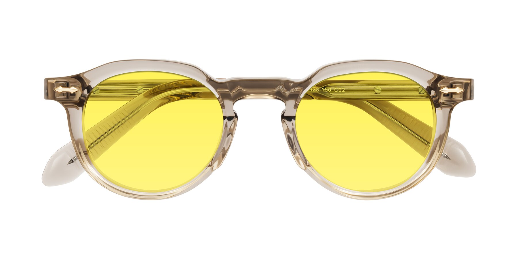 Folded Front of Lachard in Transparent Brown with Medium Yellow Tinted Lenses