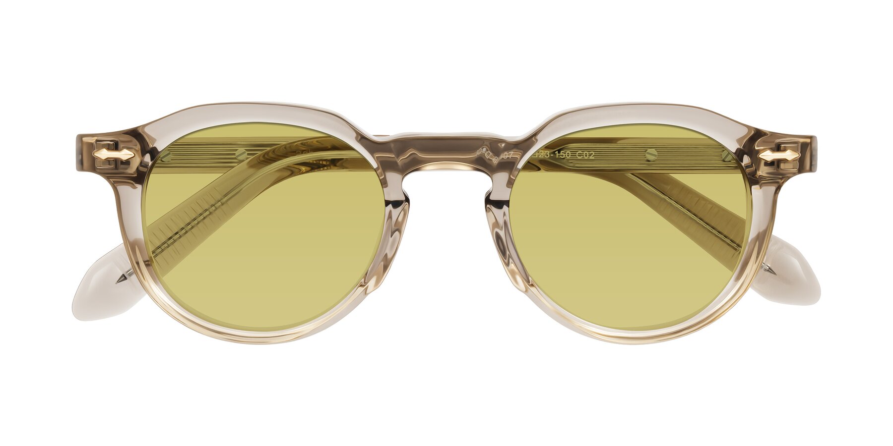 Folded Front of Lachard in Transparent Brown with Medium Champagne Tinted Lenses
