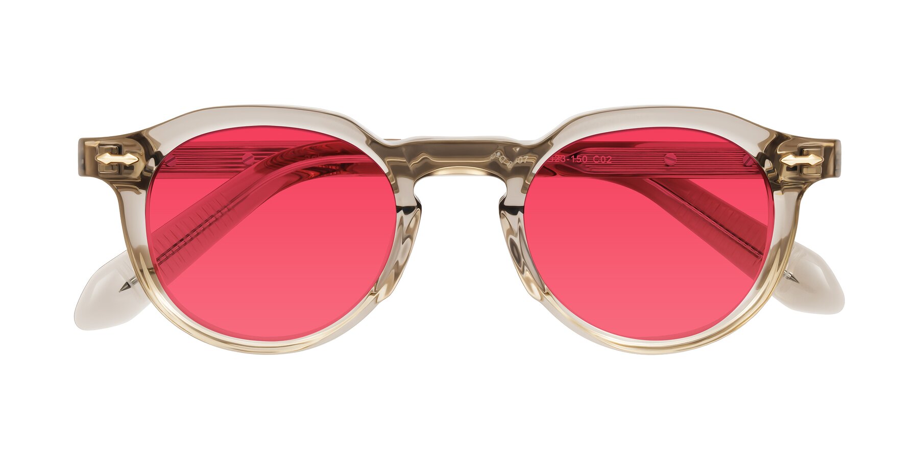 Folded Front of Lachard in Transparent Brown with Red Tinted Lenses