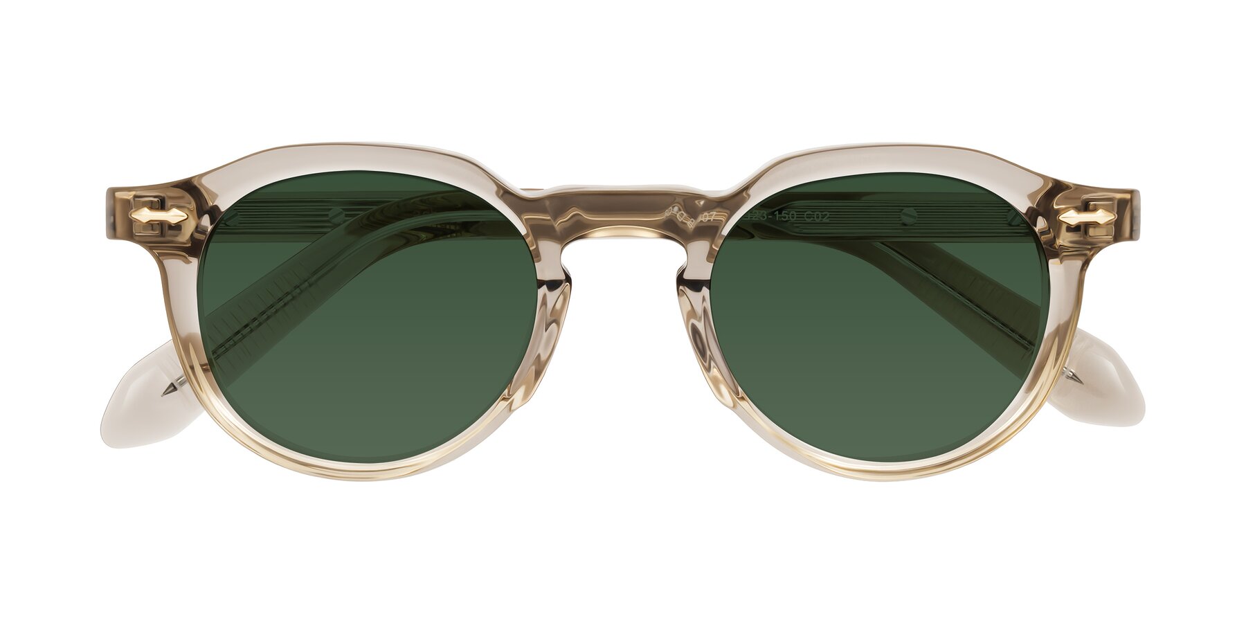 Folded Front of Lachard in Transparent Brown with Green Tinted Lenses
